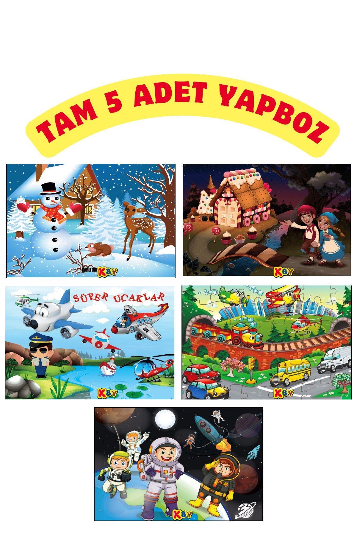 20x30cm Boyamalı Yapboz Seti 5'li - 5 Farklı Yapboz Görseldeki Gibi
