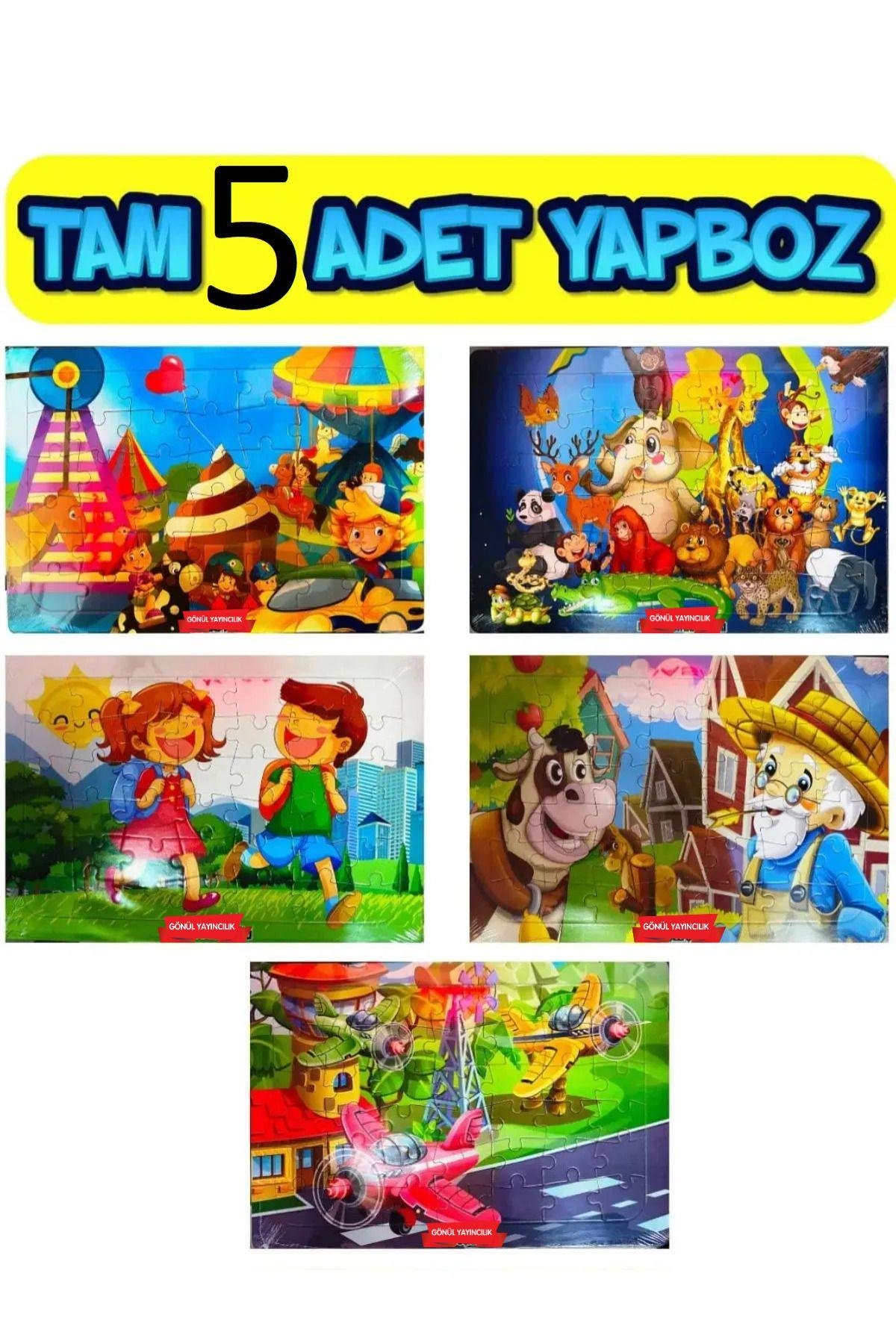 25x35cm Boyamalı Yapboz Seti 5'li - 5 Farklı Yapboz