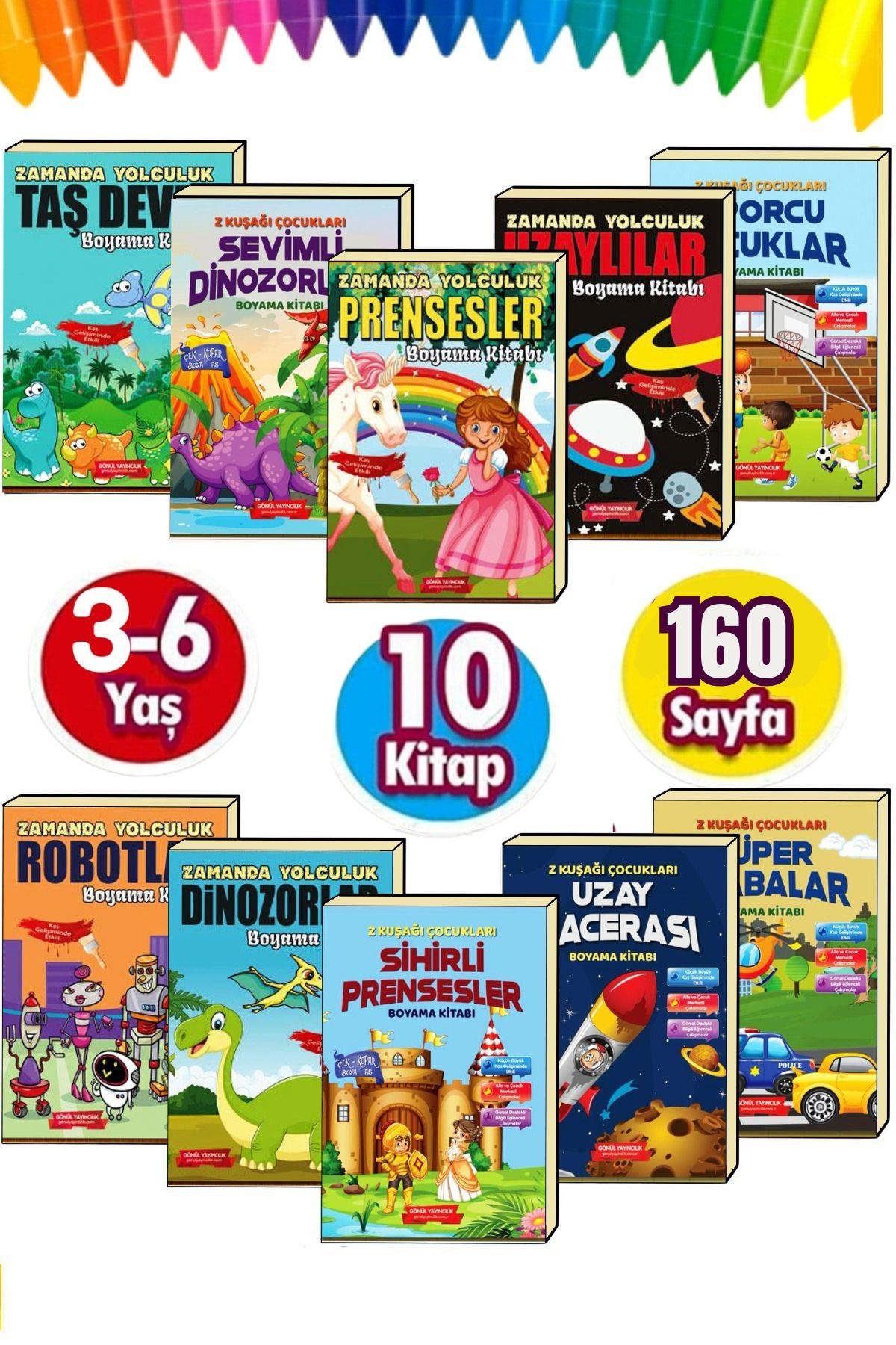 3-7 YAŞA UYGUN 10 'LU SÜPER BOYAMA KİTAP SETİ