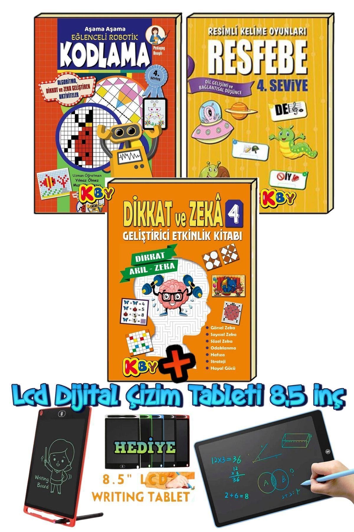 4.SINIF KODLAMA -RESFEBE VE DİKKAT ZEKA ETKİNLİK KİTAPLARI+LCD ÇİZİM ÇALIŞMA TABLETİ