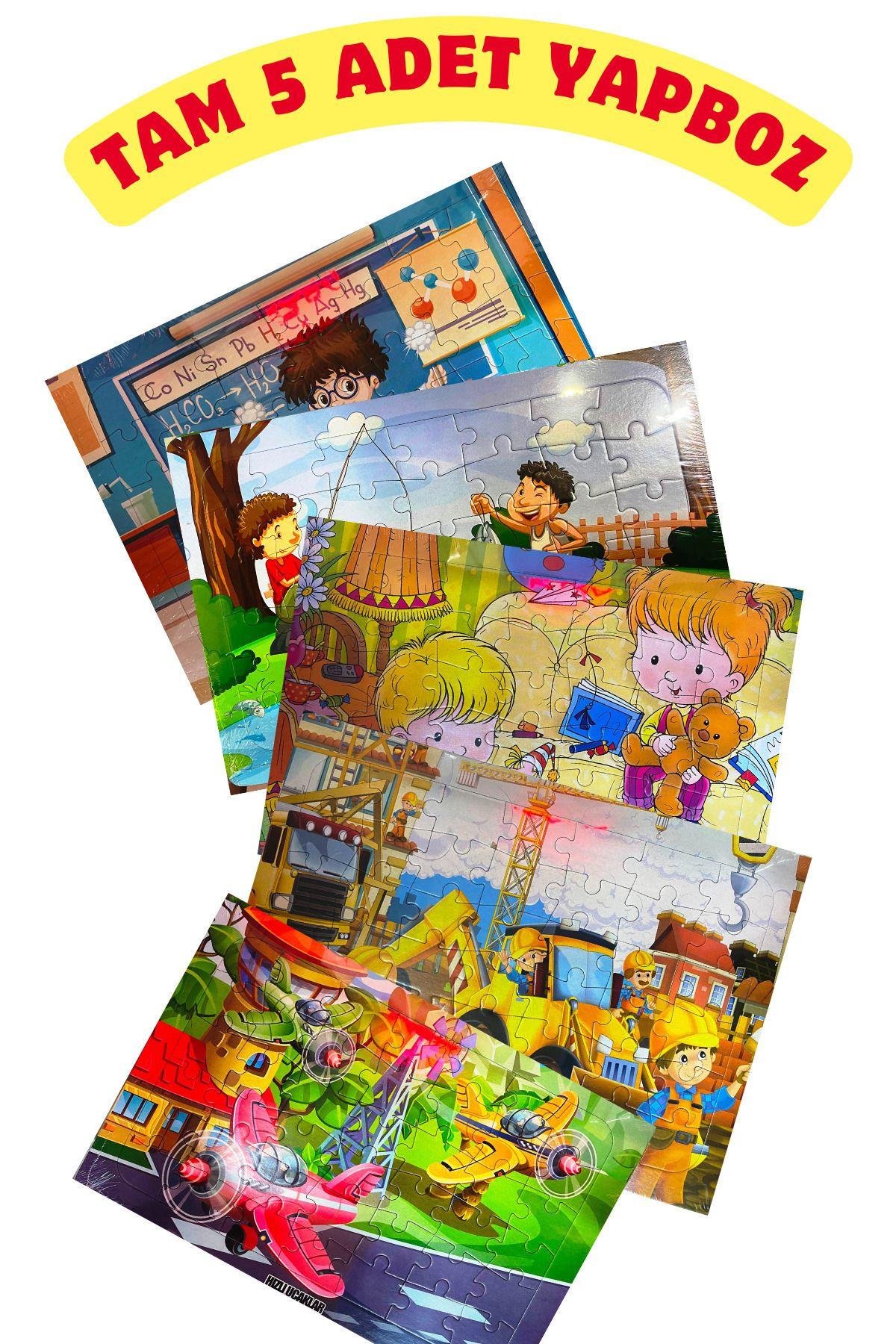 5 Adet Çocuk Eğitici Yapboz Çocuk Puzzle - 30-42 Parça Görseldeki Hediye
