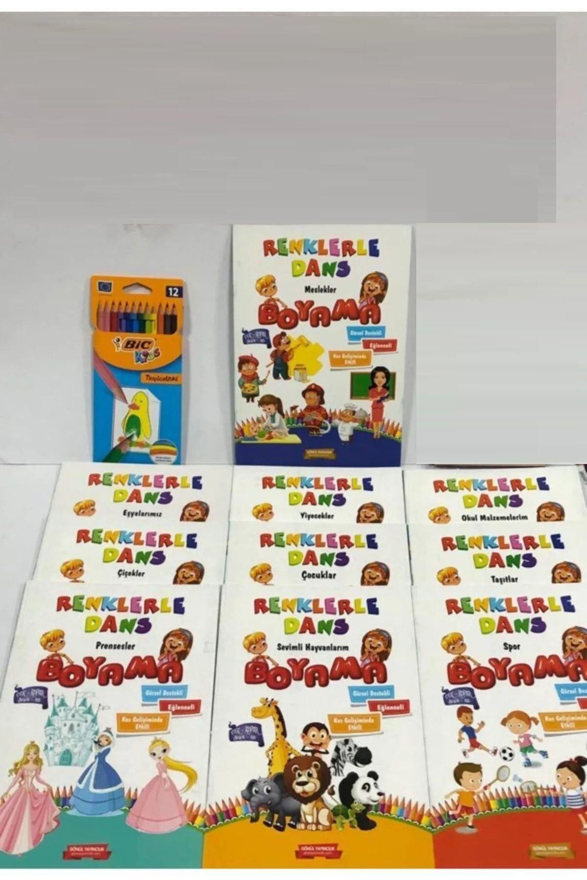 Boyama Kitabı Seti 10 Kitap Kuruboya 12 Renk