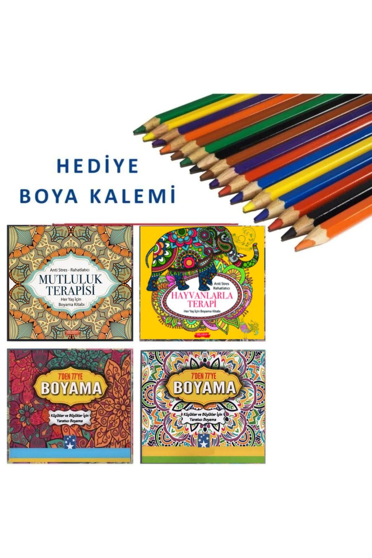 Gönül Mandala Boyama Kitabı Seti 4 Adet Renkli Kuru Boya
