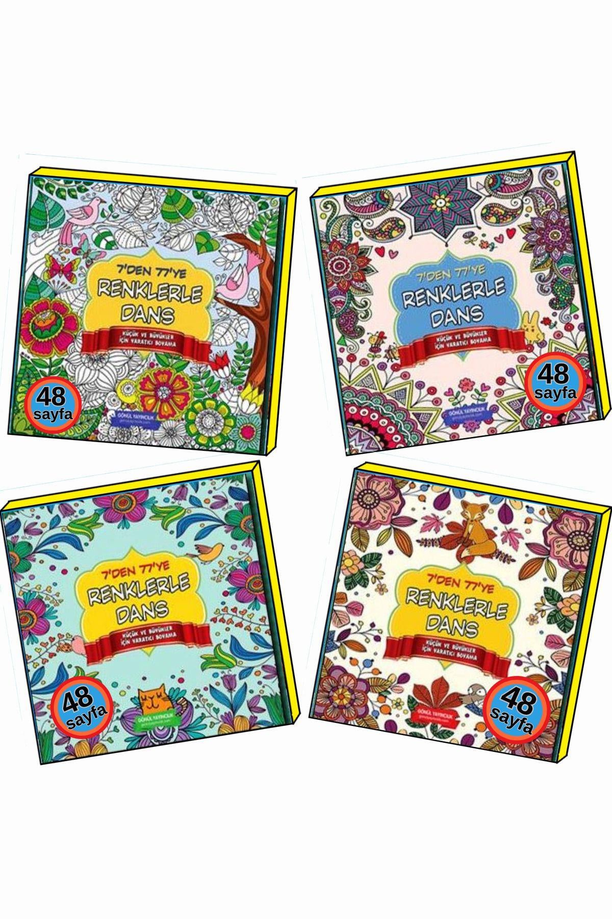 Mandala Yetişkinler Için Renklerle Dans Boyama Kitabı 4'lü Set Her Biri 48 Sayfa