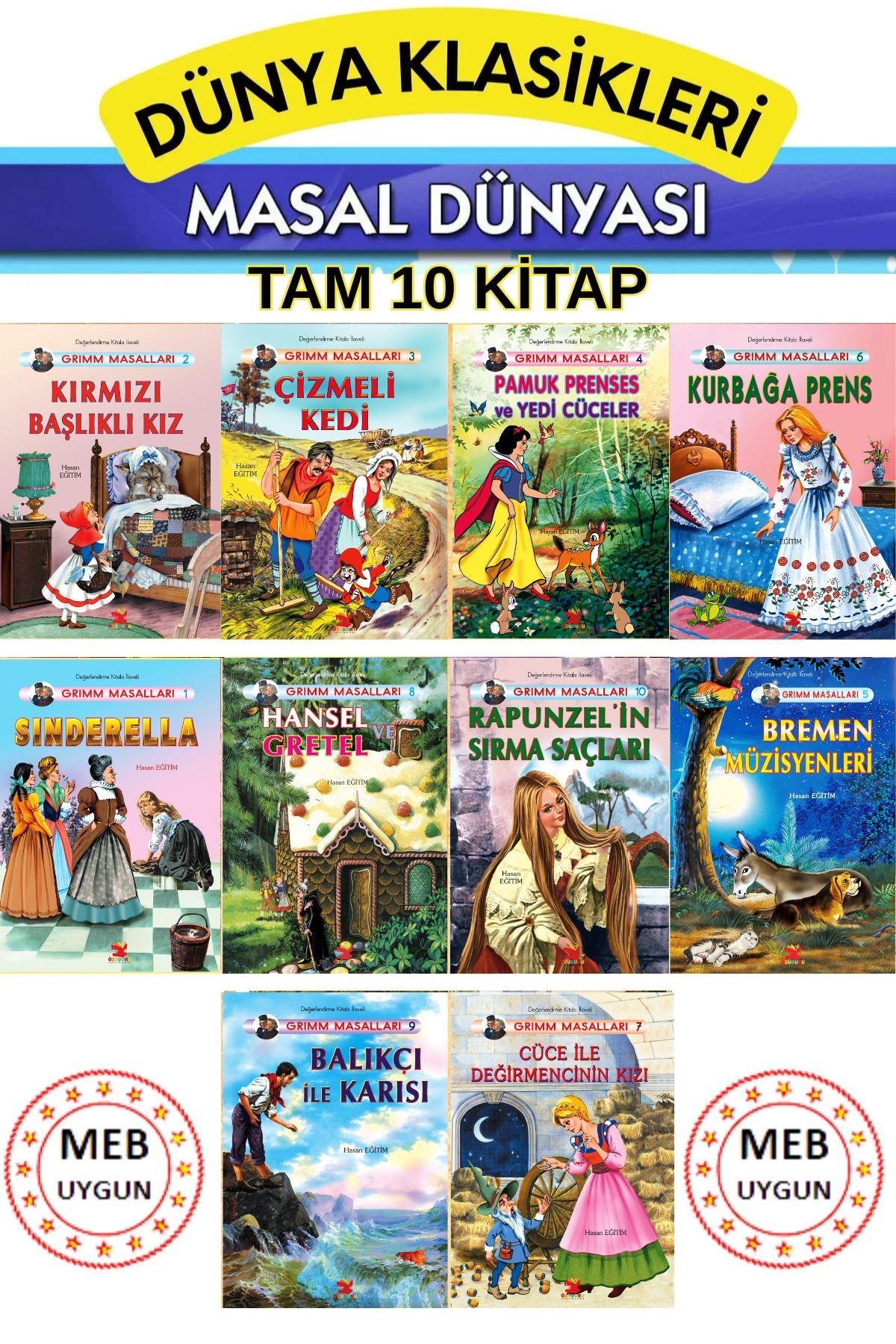 Masal Dünyamız 10 Kitap Pamuk Prenses Çizmeli Kedi Kırmızı Başlıklı Kız Vs