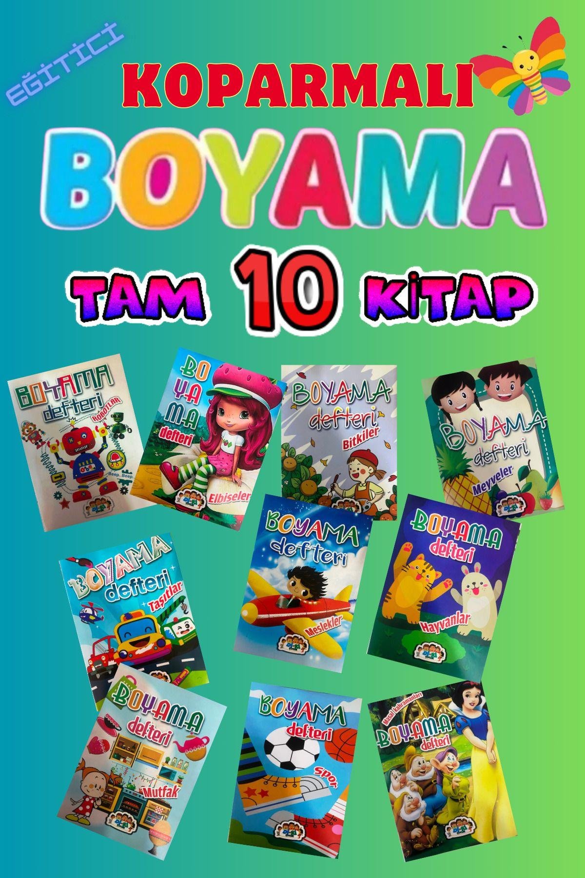 MİNİKLER İÇİN 3-6 YAŞ NEŞELİ BOYAMA KİTABI SETİ 10 KİTAP