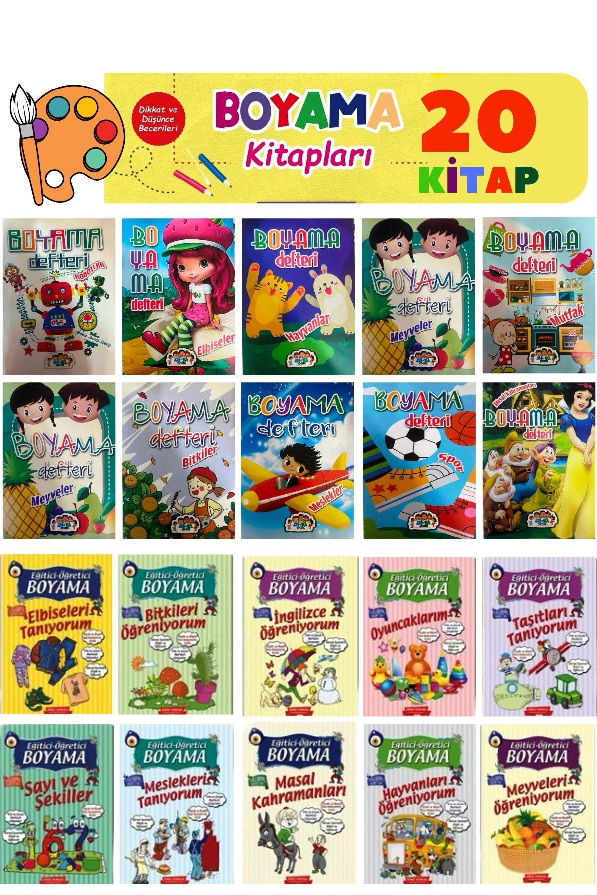 Minikler için Eğlenceli Boyama Kitapları(TAM 20 KİTAP)