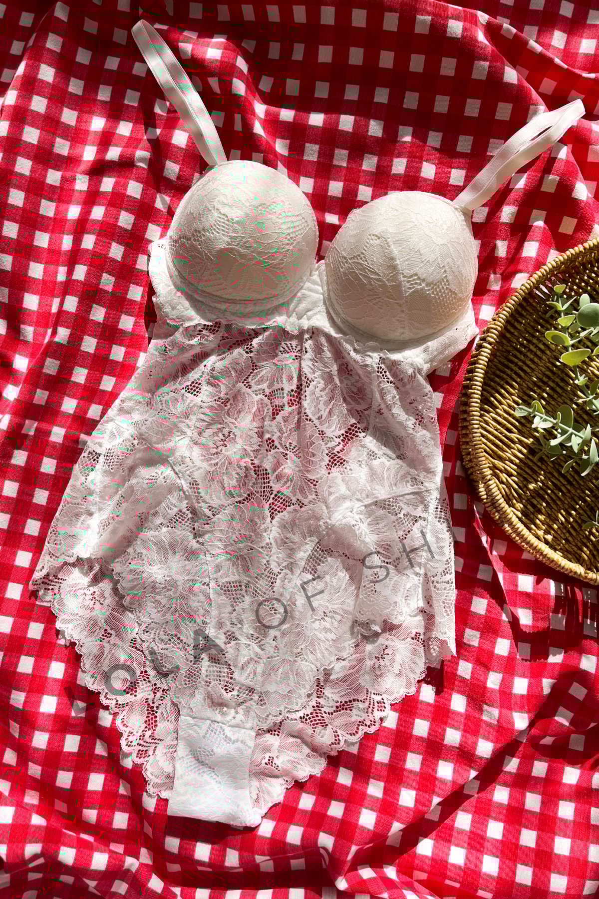 Colette Koleksiyonu Beyaz Seksi Dantel Detaylı Bodysuit