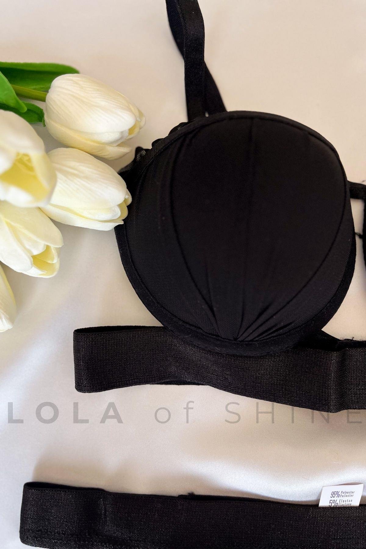 Grace O'Malley Koleksiyonu Siyah Dantel Detaylı Bralet ve Külot Seti 