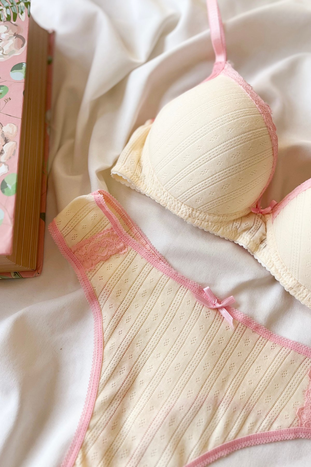 Juliet – Butter Cream Jakarlı Pamuklu Sütyen Takımı