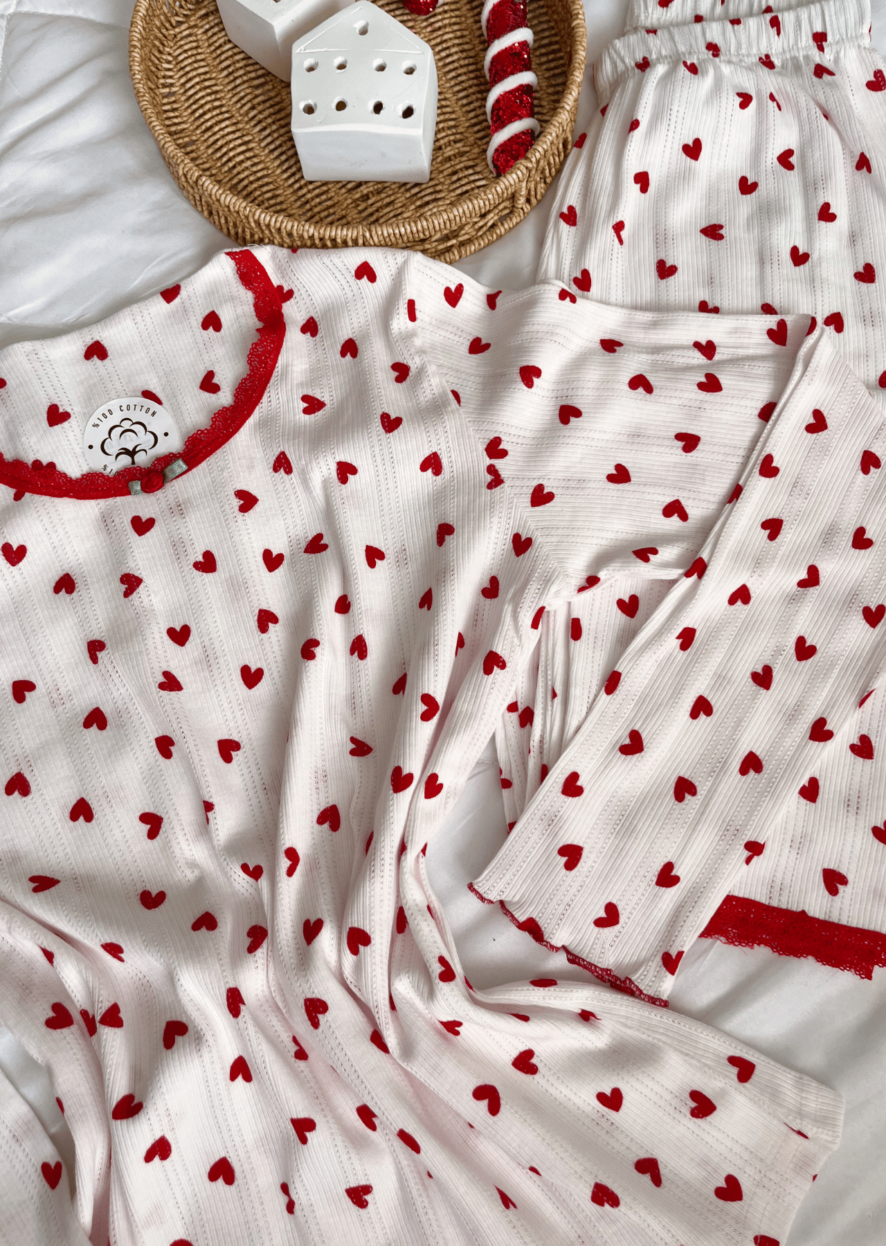 Lavina %100 Pamuklu Kalp Desenli Pijama Takımı