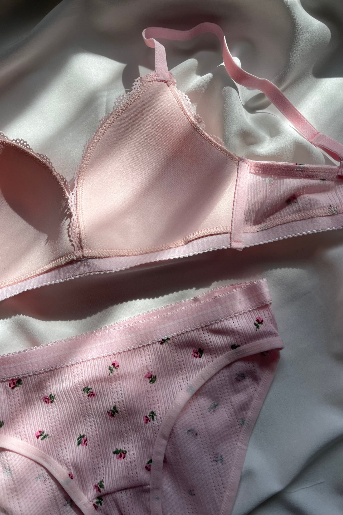 Yayoi Kusama-Pembe Pamuklu Çiçek Desenli Bralet set