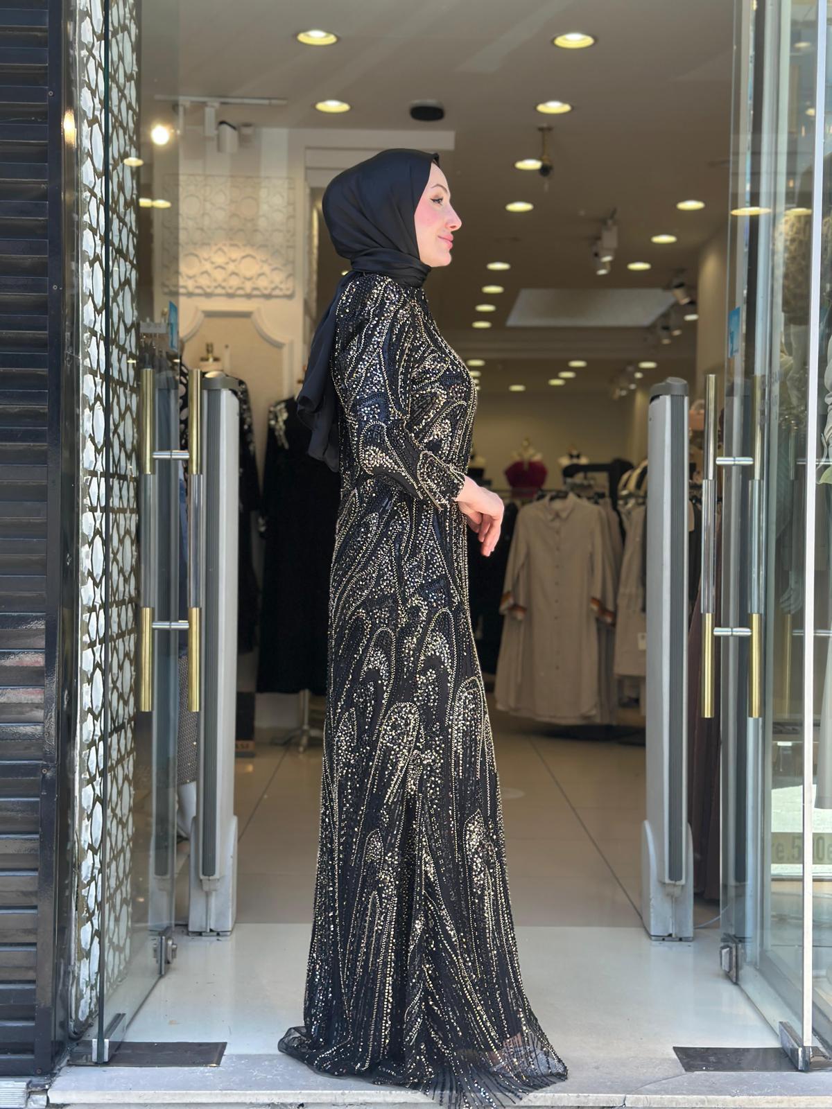 İTHAL TAŞLI ABİYE-SİYAH