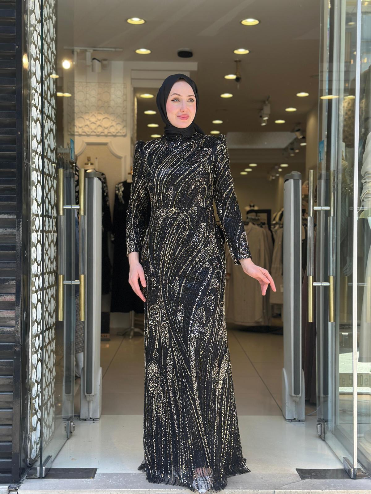 İTHAL TAŞLI ABİYE-SİYAH