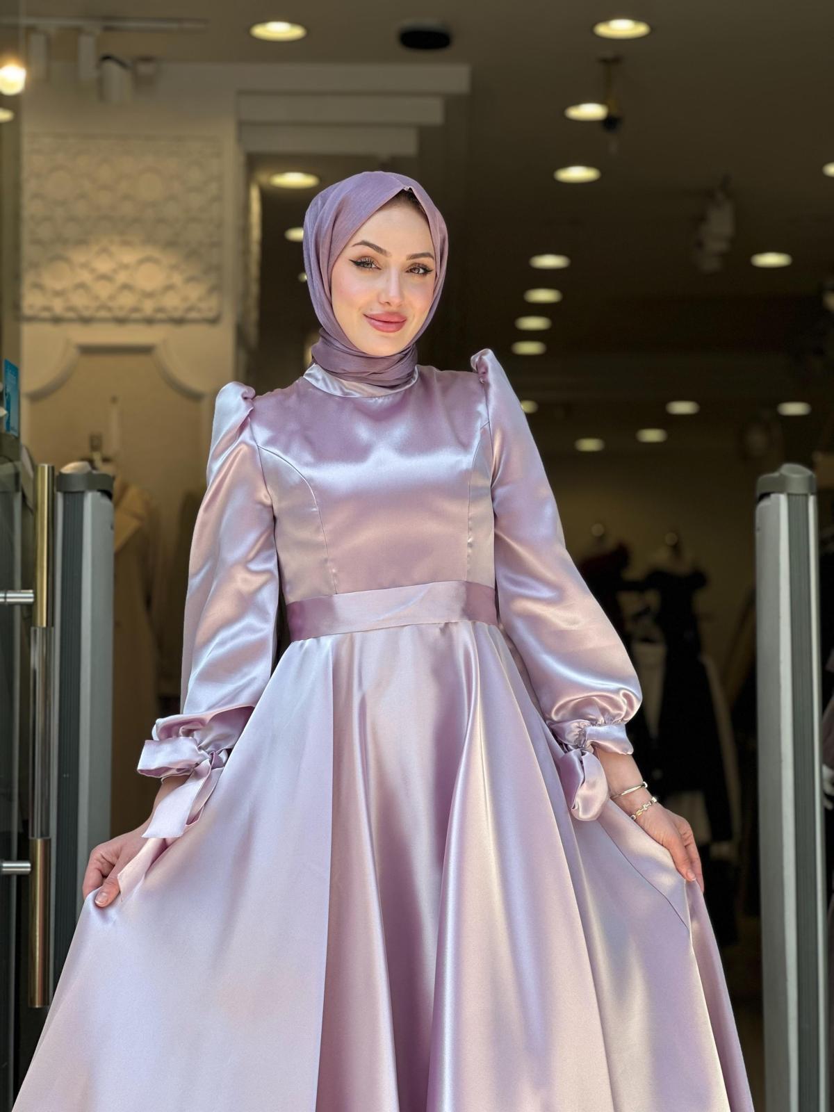 SATEN ELBİSE-PEMBE