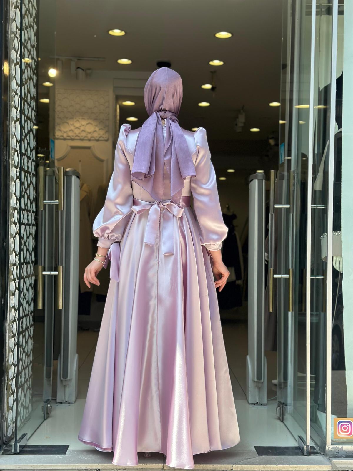 SATEN ELBİSE-PEMBE
