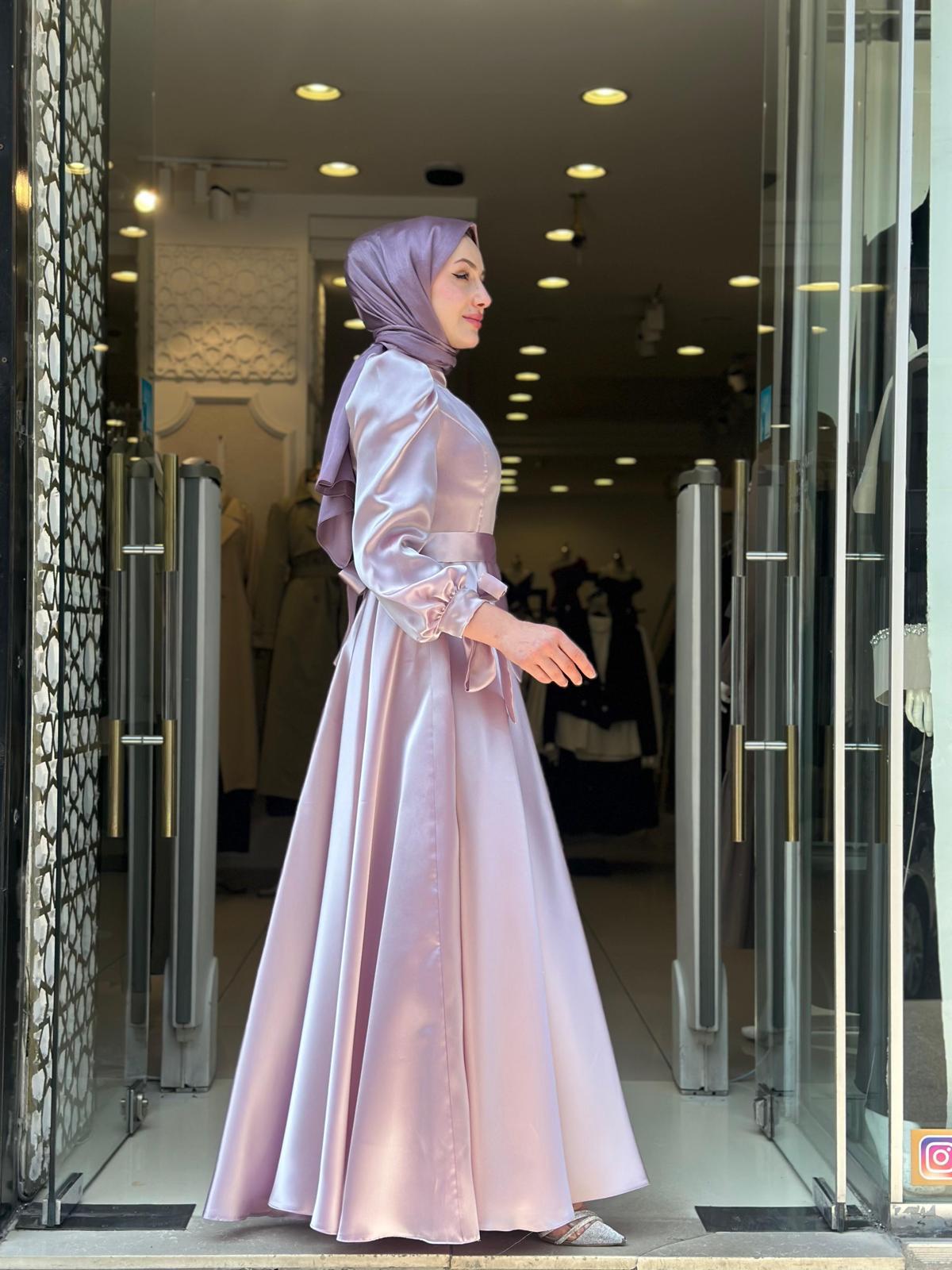 SATEN ELBİSE-PEMBE