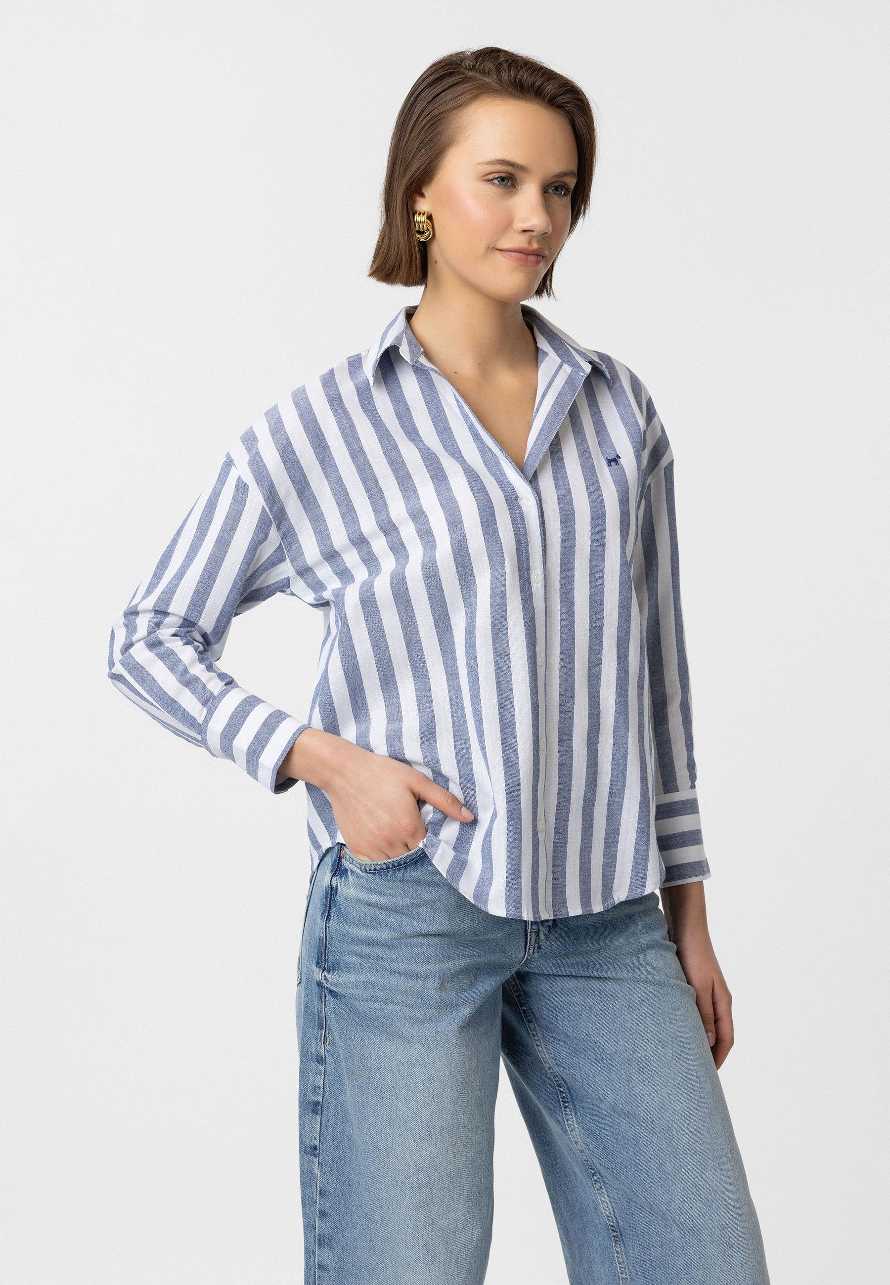 Carisa Kadın Oversize Pamuklu Çizgili Gömlek