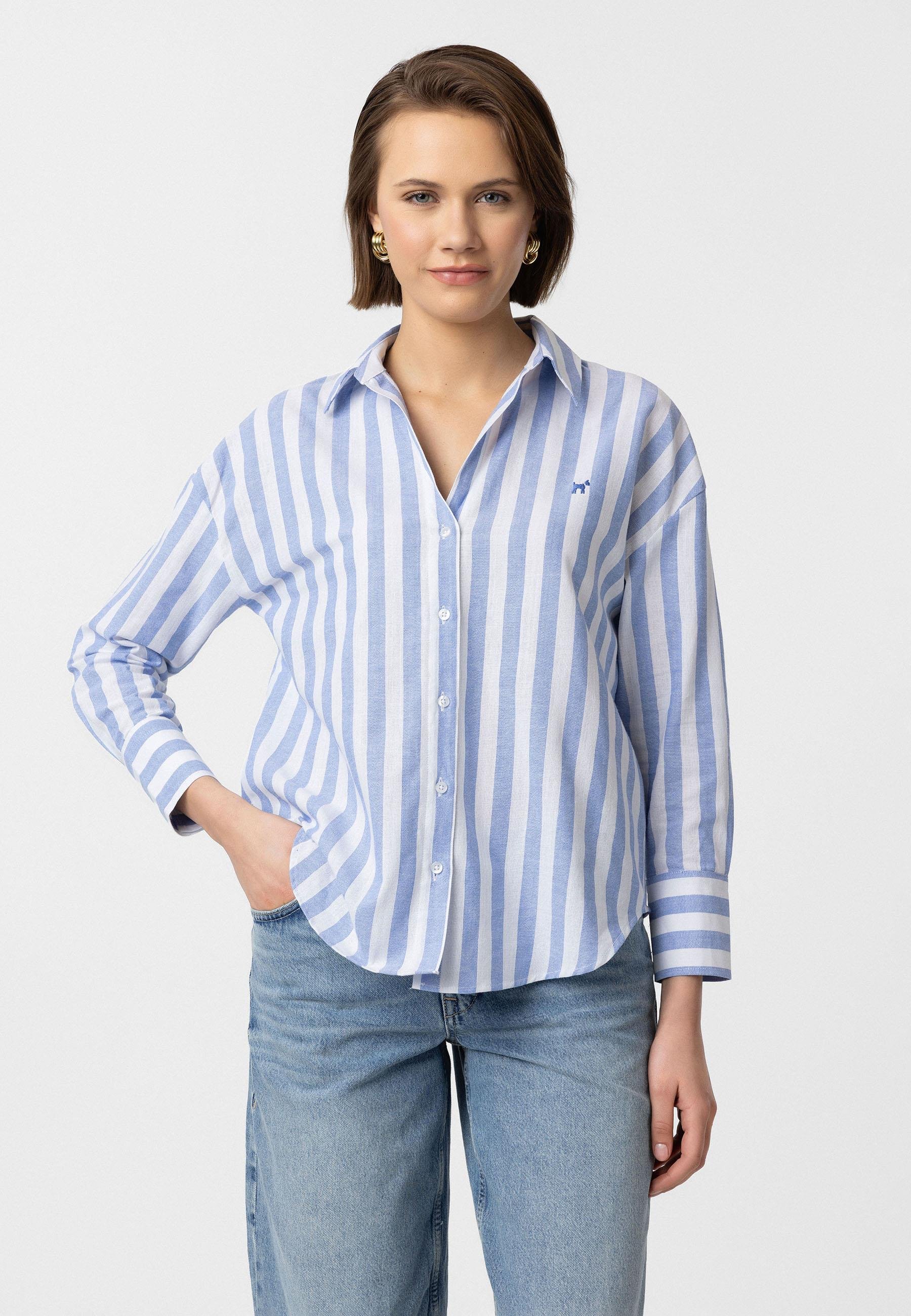 Carisa Kadın Oversize Pamuklu Çizgili Gömlek