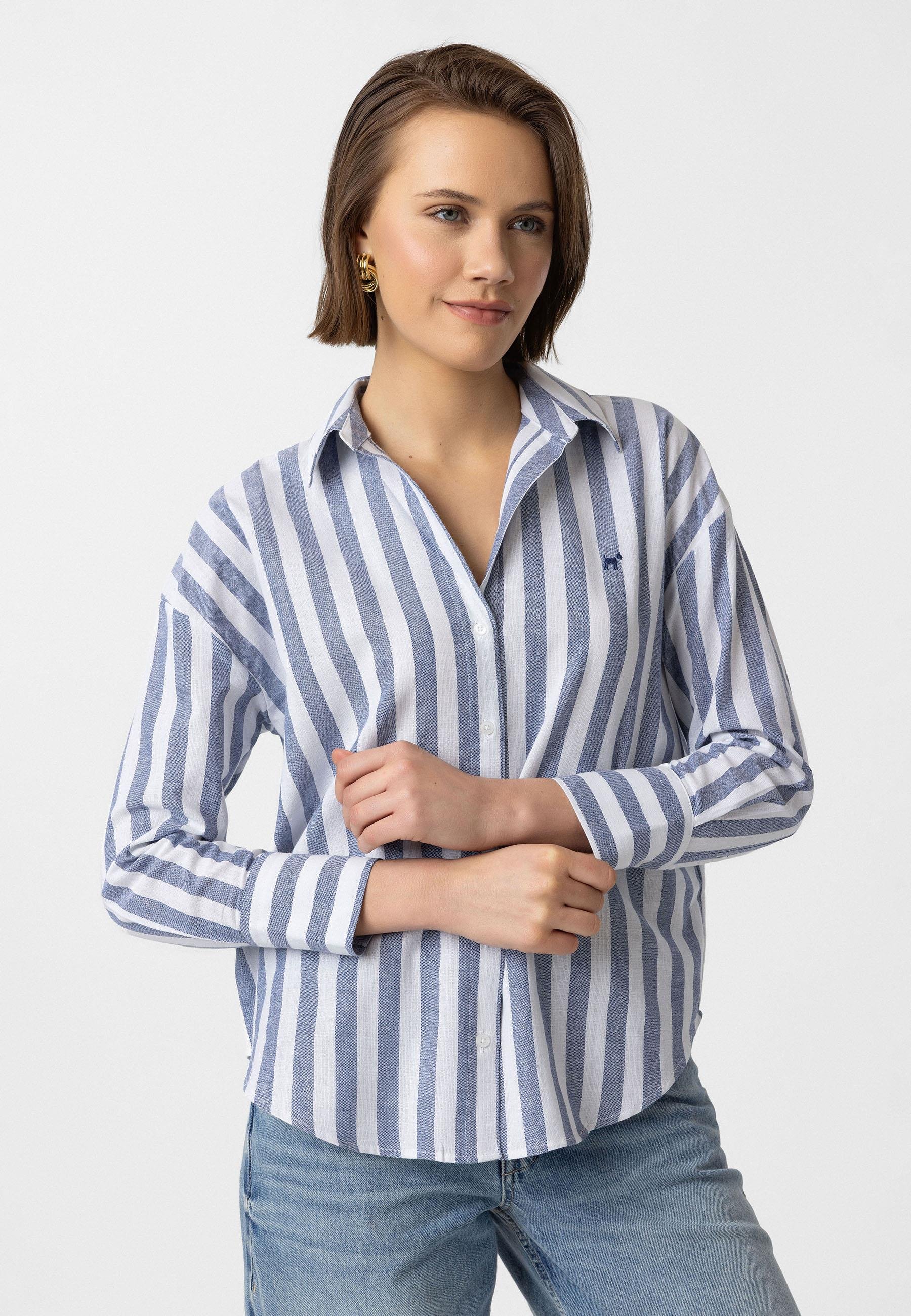 Carisa Kadın Oversize Pamuklu Çizgili Gömlek