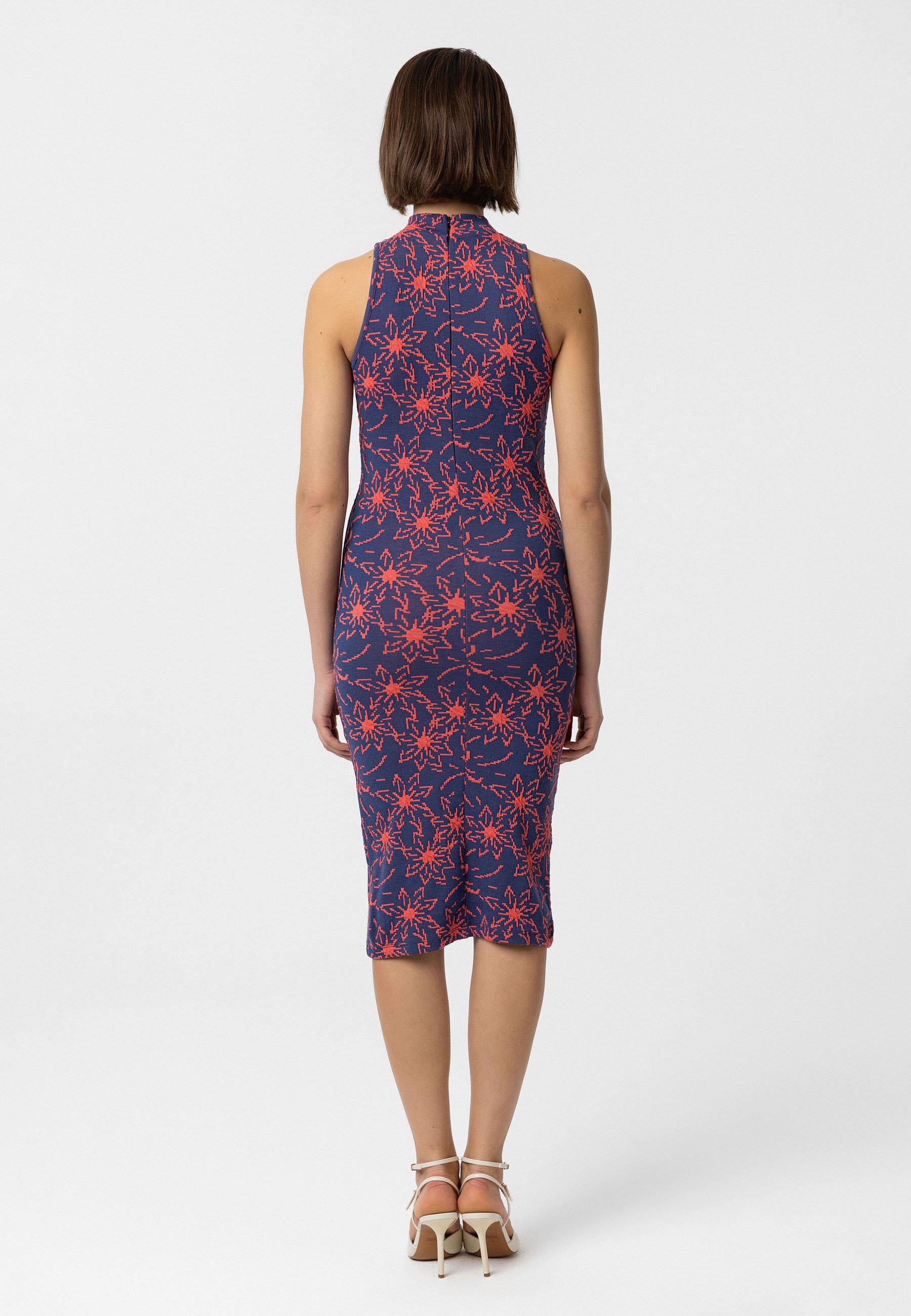 Catalina Kadın Slim Fit Çiçek Desenli Midi Elbise