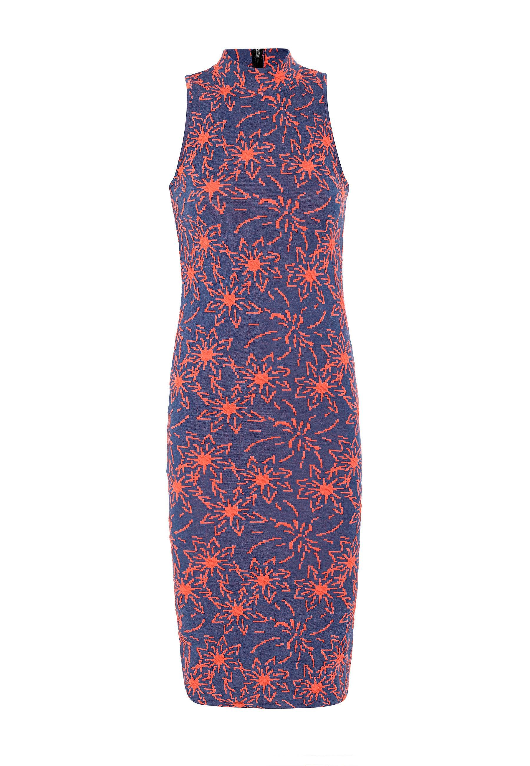 Catalina Kadın Slim Fit Çiçek Desenli Midi Elbise