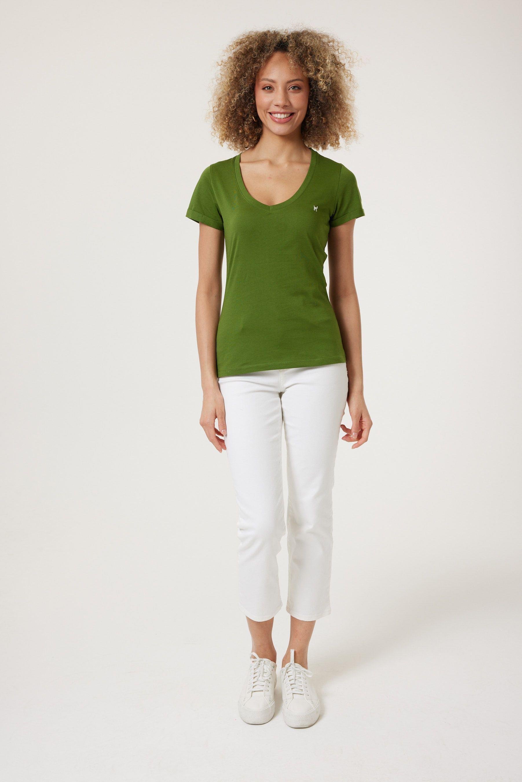 Christina Kadın Derin V Yaka Slim Fit T-Shirt