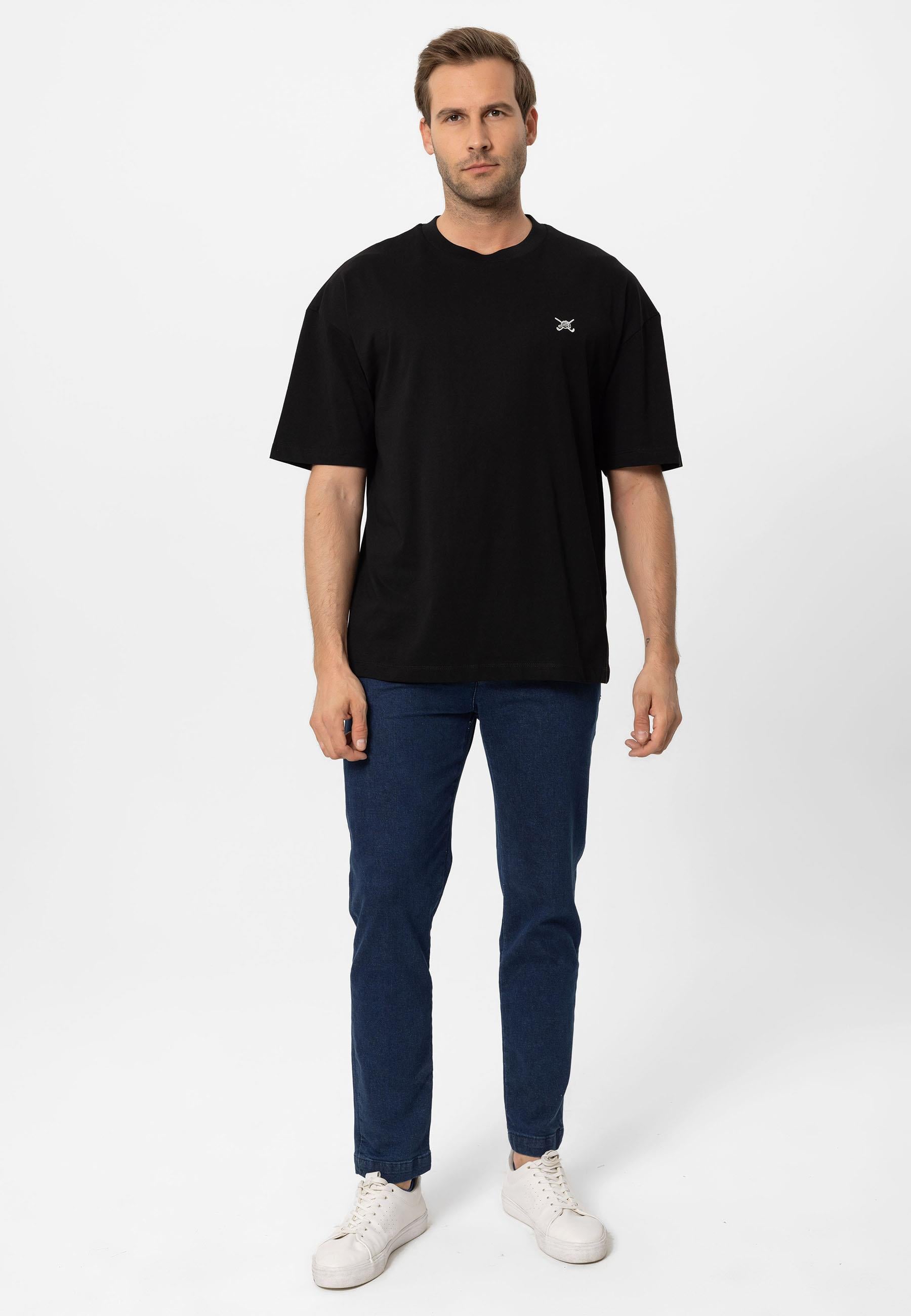 Erkek Oversize Nakışlı T-Shirt