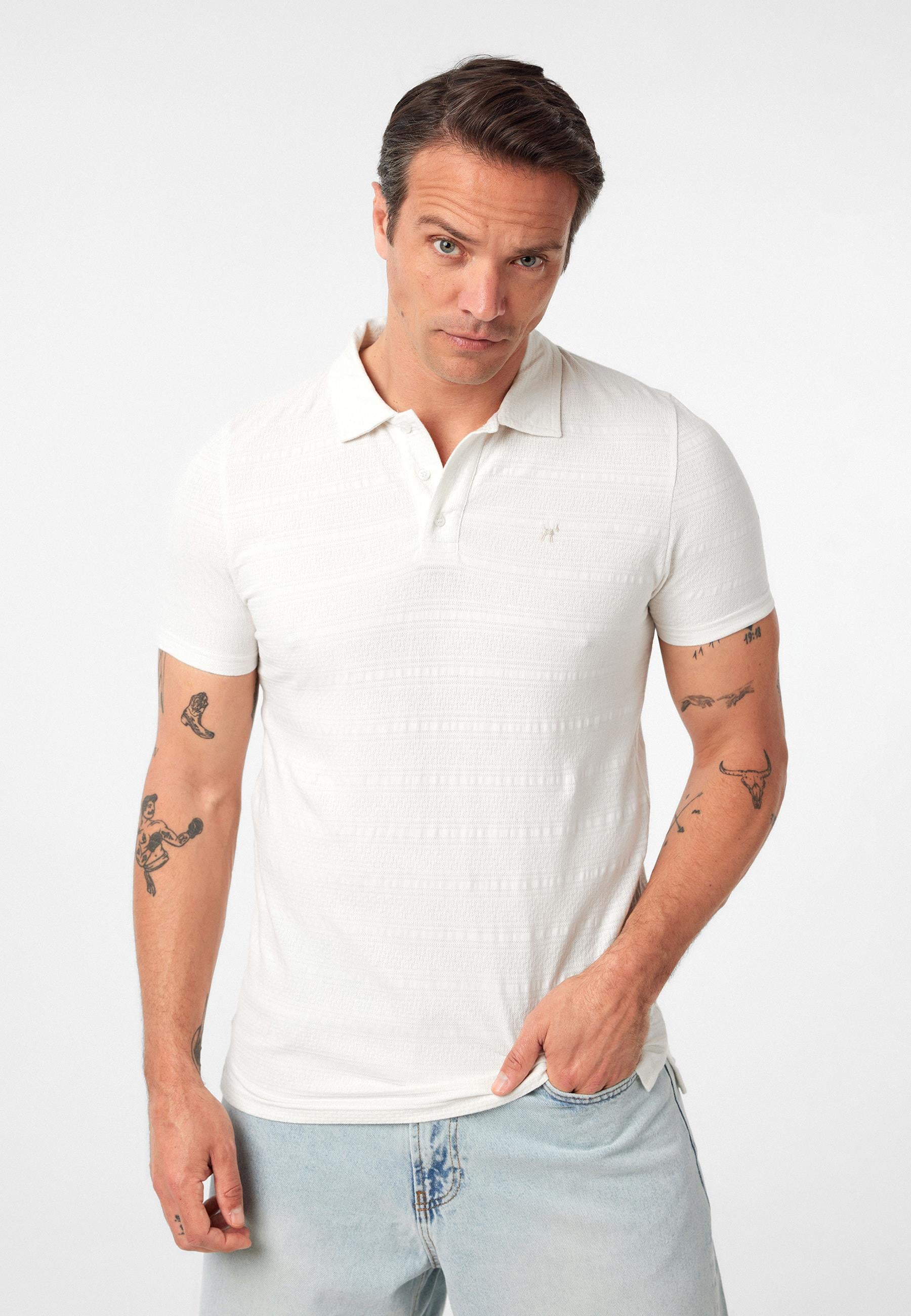 Johanna Erkek Ekru Regular Fit Polo Yaka T-Shirt