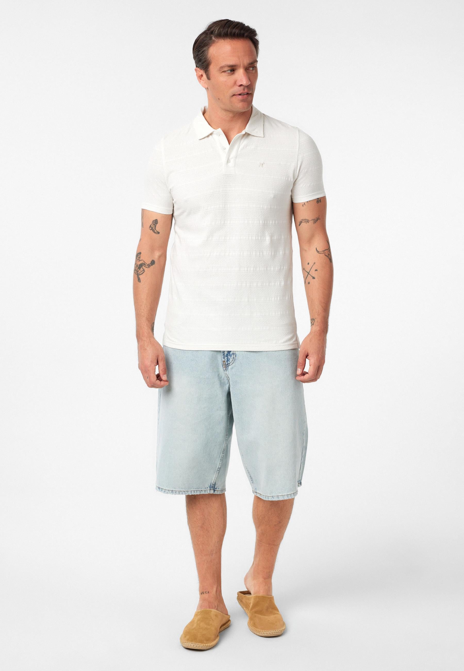 Johanna Erkek Ekru Regular Fit Polo Yaka T-Shirt