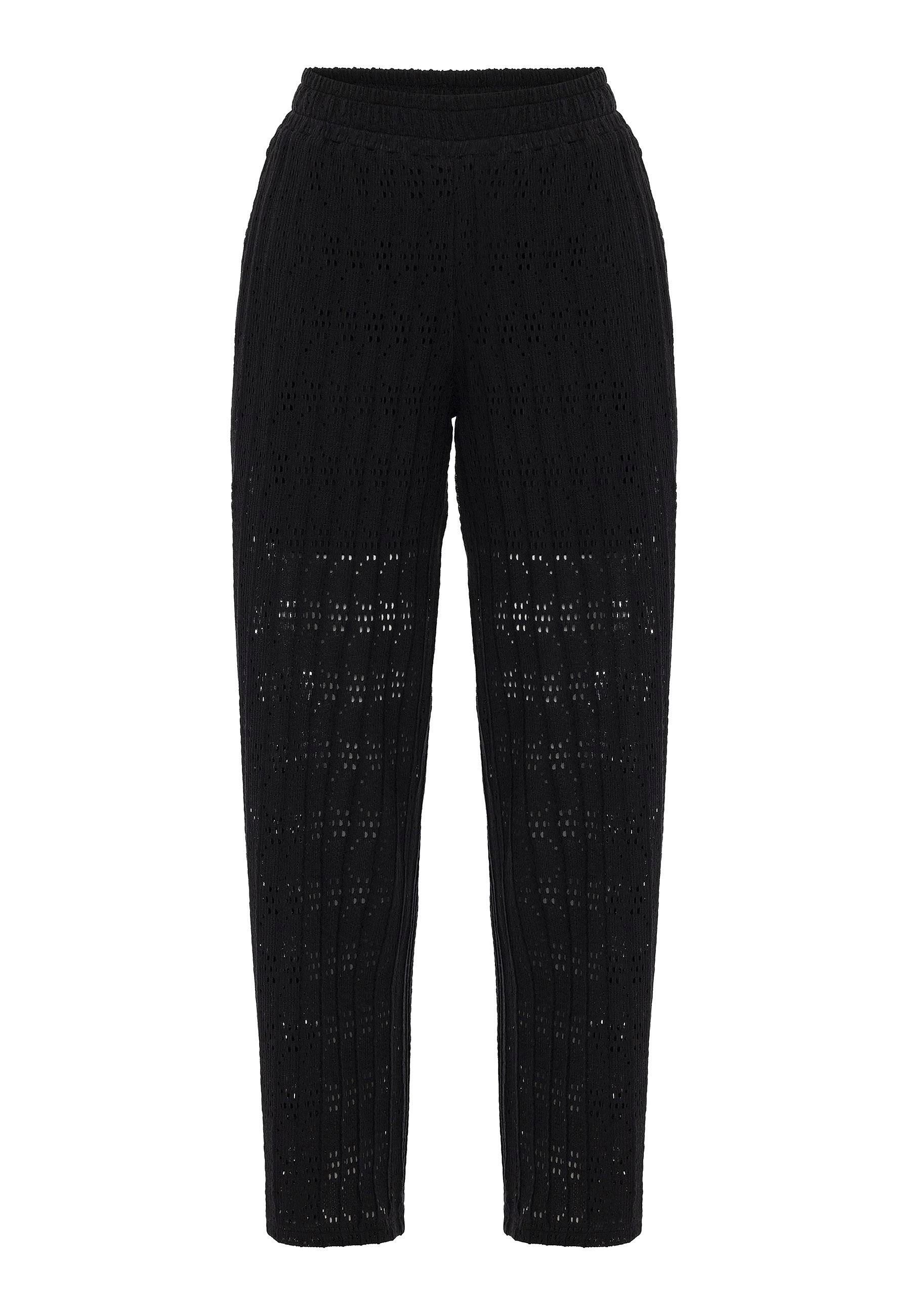 Johanna Siyah Ajurlu Regular Fit Kadın Pantolon