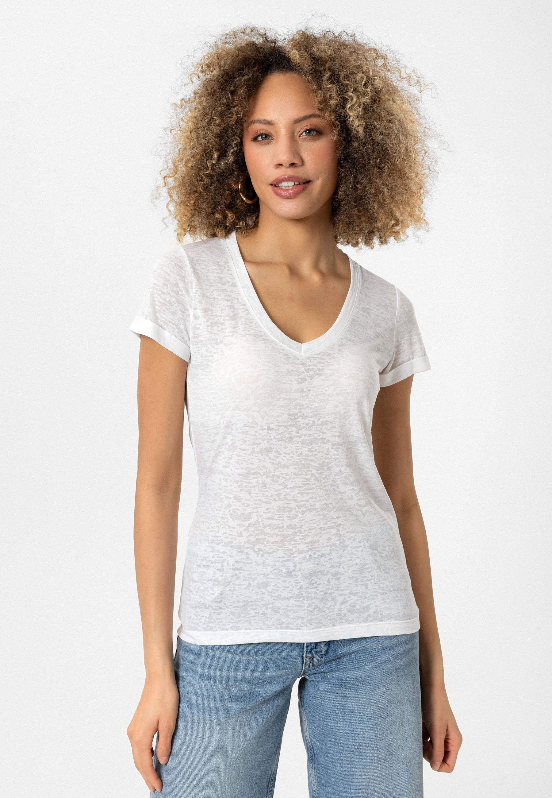 Marie Kadın  Beyaz V Yaka Slim Fit T-Shirt