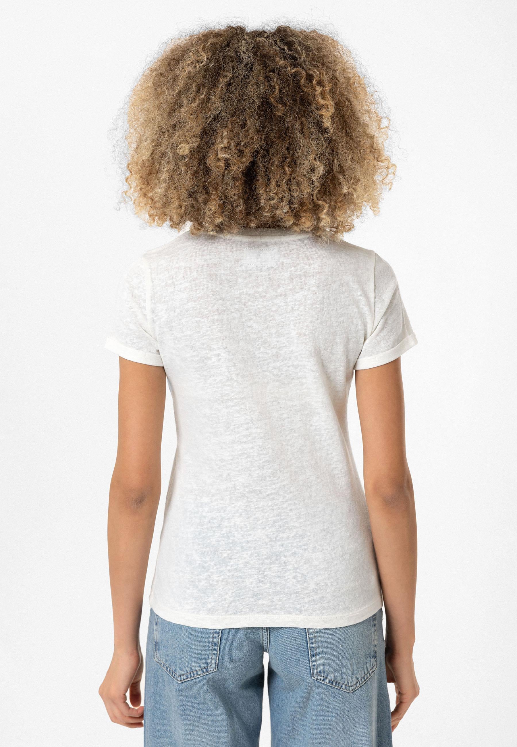Nives Kadın Ekru V Yaka Slim Fit T-Shirt