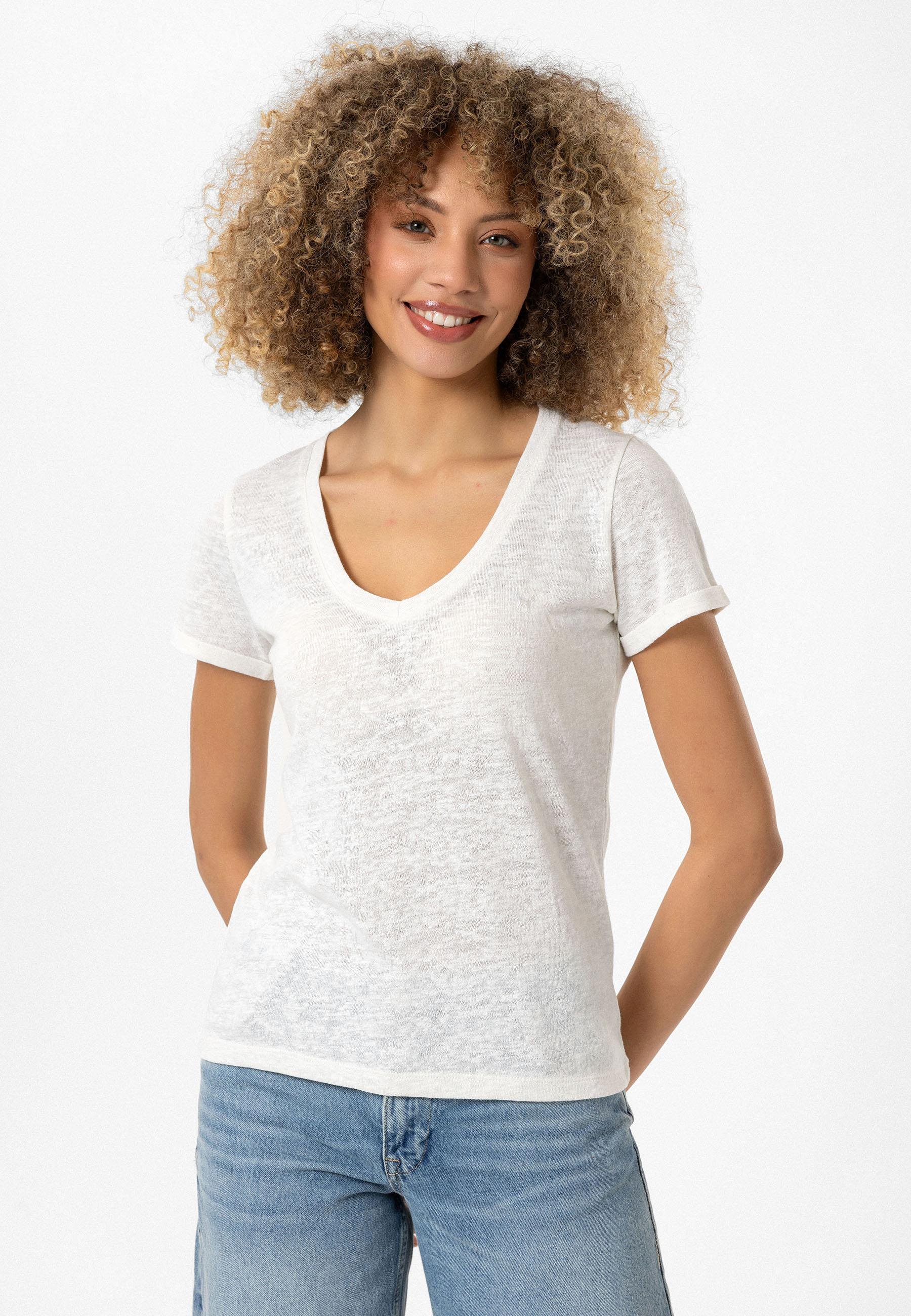 Nives Kadın Ekru V Yaka Slim Fit T-Shirt