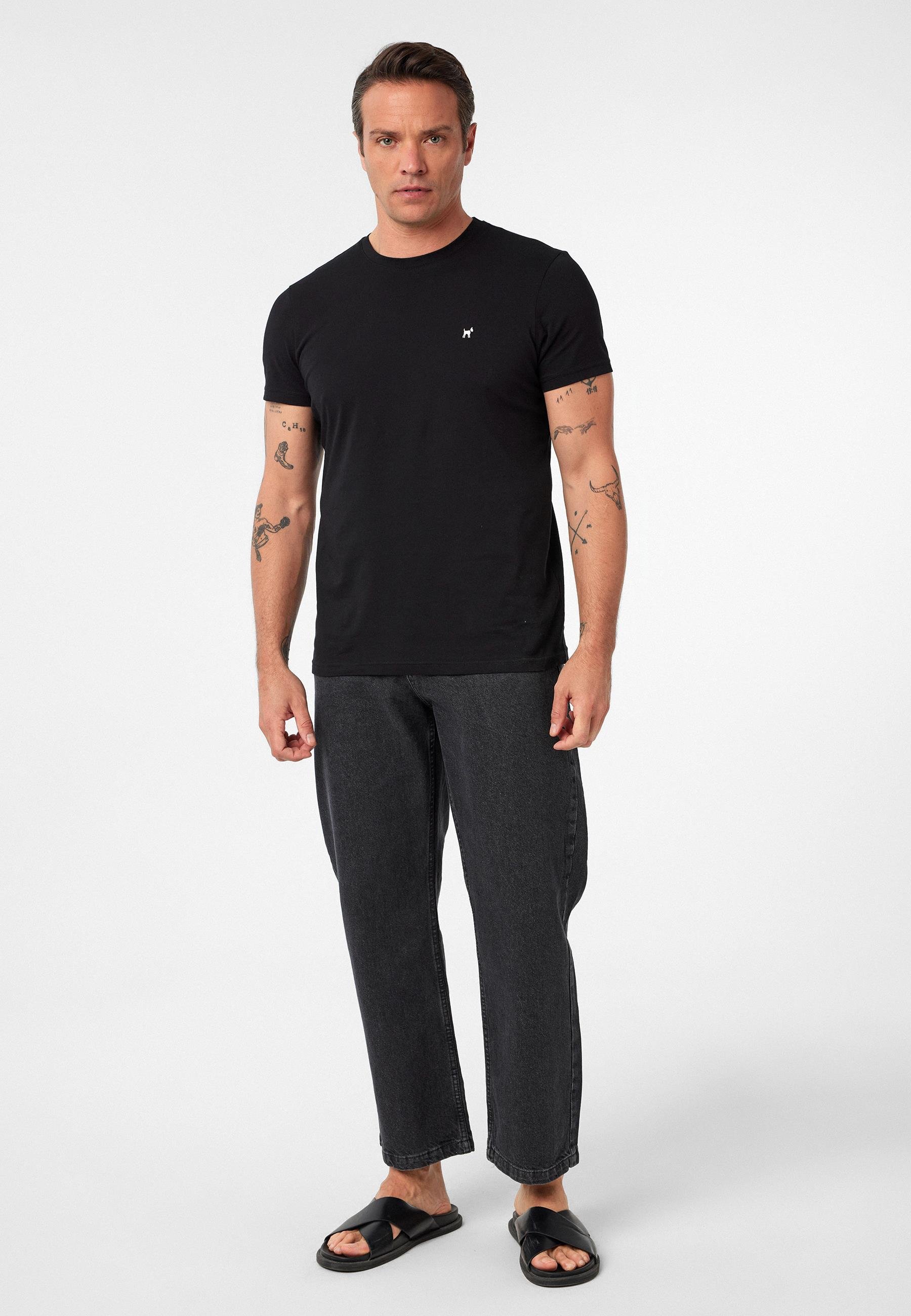 Victor Erkek Regular Fit Nakışlı Basic T-Shirt