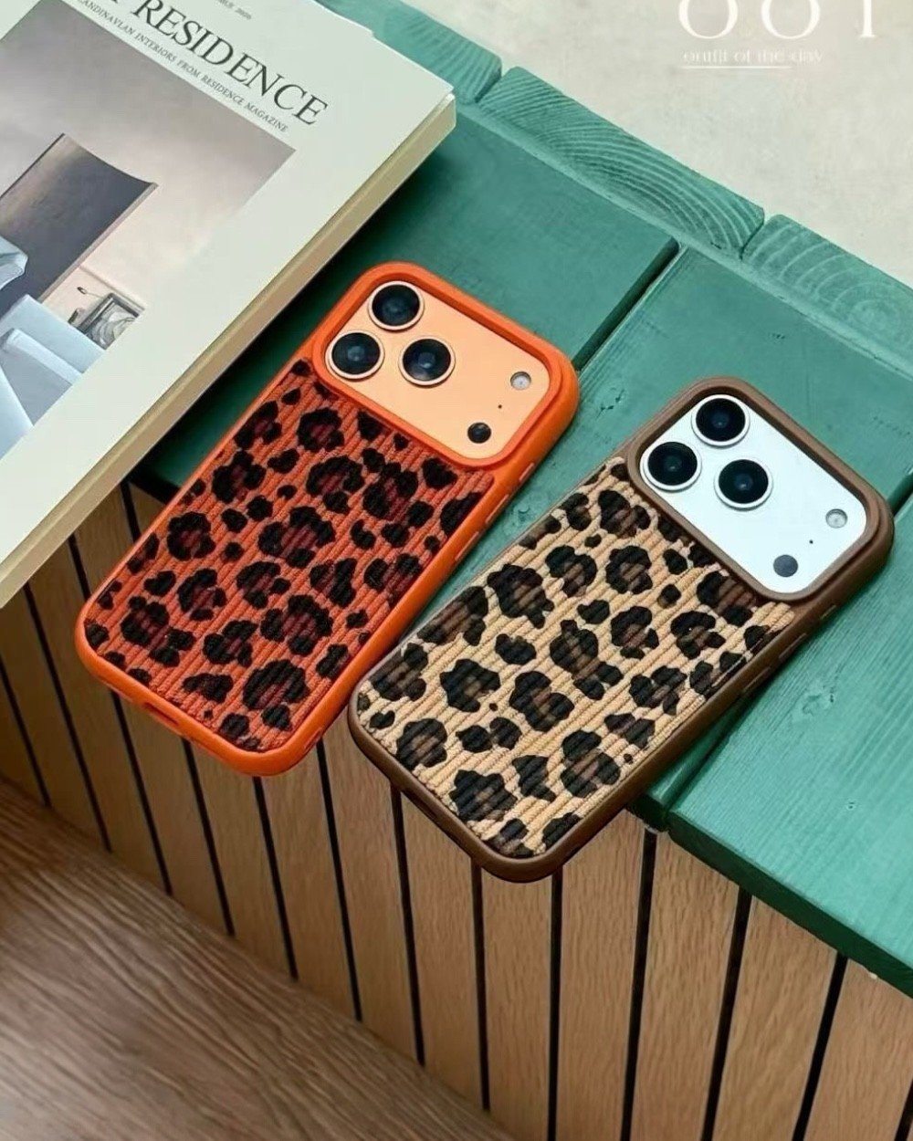  Iphone Uyumlu Leopar Desenli Örgü Dokulu Kılıf