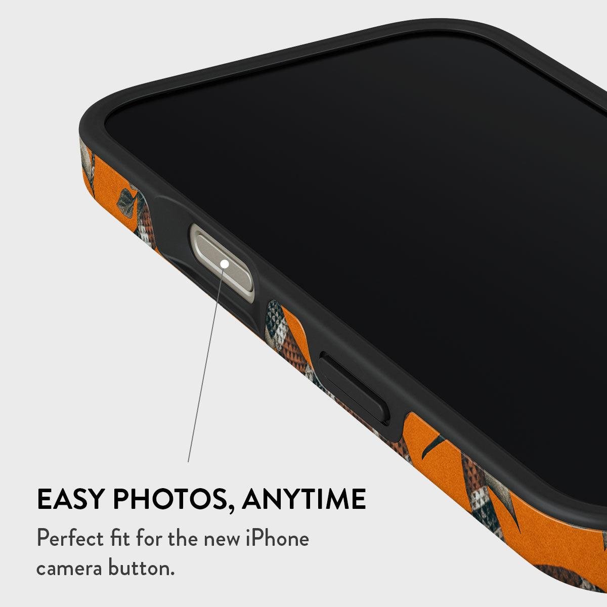 Iphone Uyumlu BURGA Çift Tabanlı Dayanıklı Bitter Apricot Desenli Kılıf