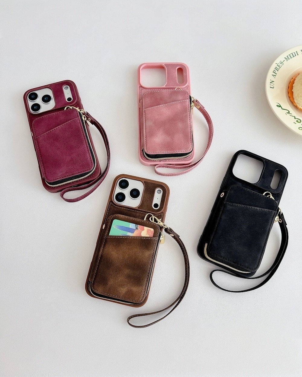 Telefon KılıfıIphone Uyumlu Fermuarlı Çantalı Deri Cüzdanlı Kılıf