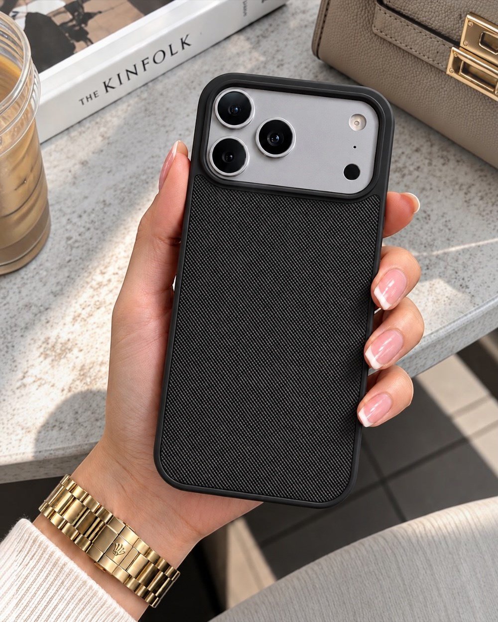 Telefon KılıfıIphone Uyumlu İçi Süet Kamera Korumalı Mat Örgü Dokulu Kılıf