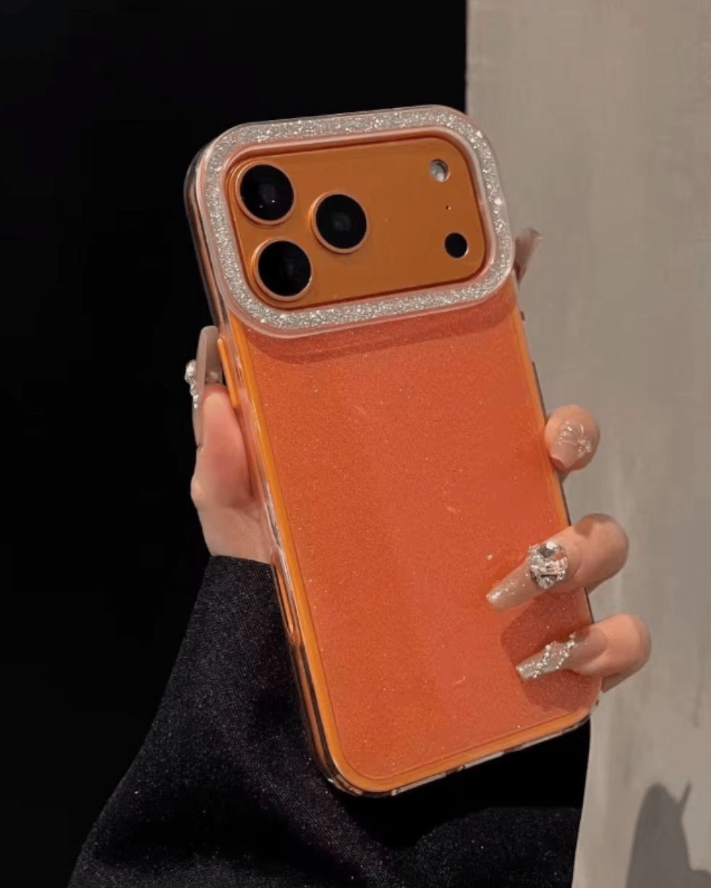 Telefon KılıfıIphone Uyumlu Taşlı Kamera Çerçeveli Simli Premium Kılıf