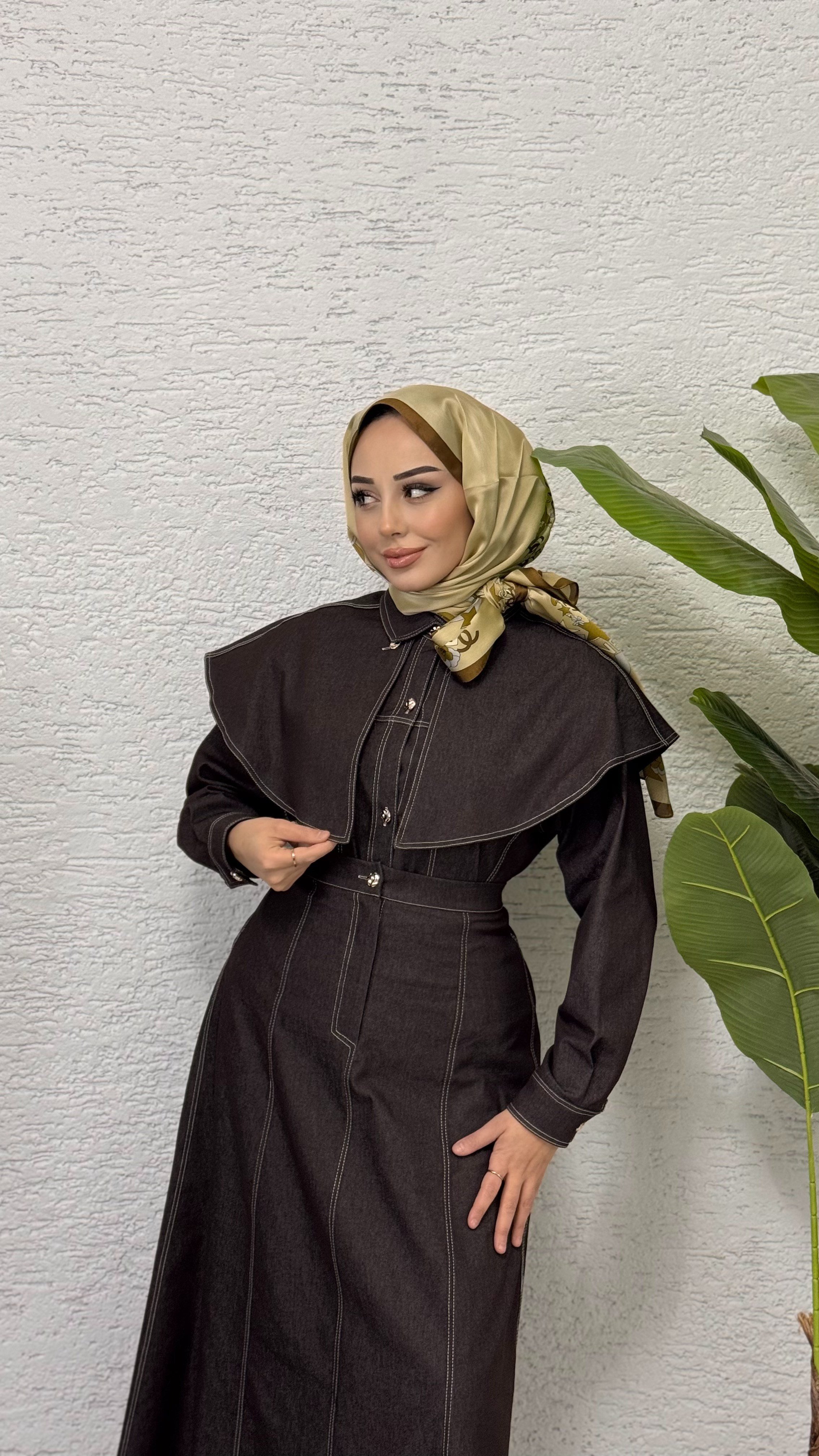 Dikiş Detaylı Ceketli Takım | Kahverengi