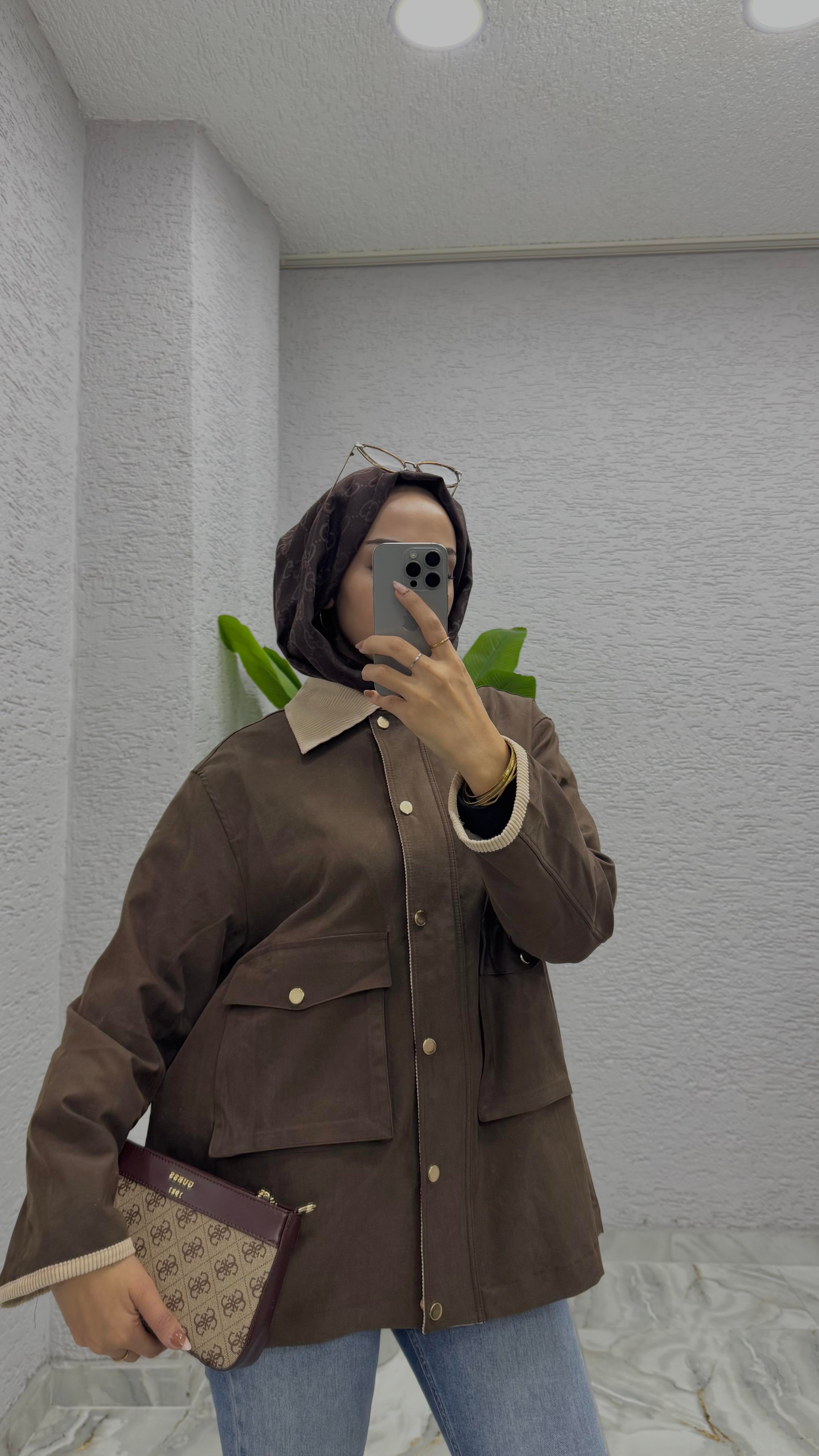 Kadife Yaka Ceket | Kahve