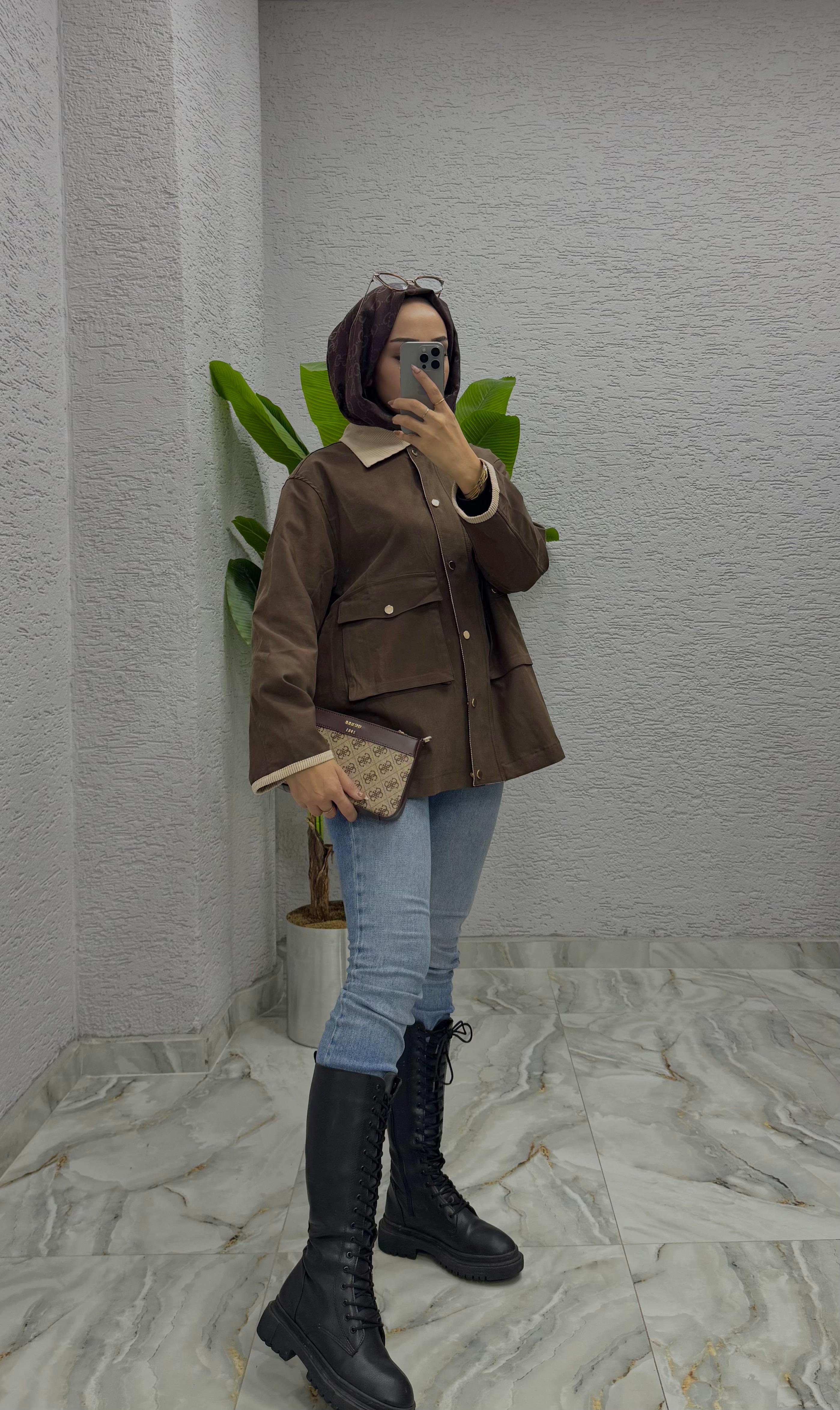 Kadife Yaka Ceket | Kahve