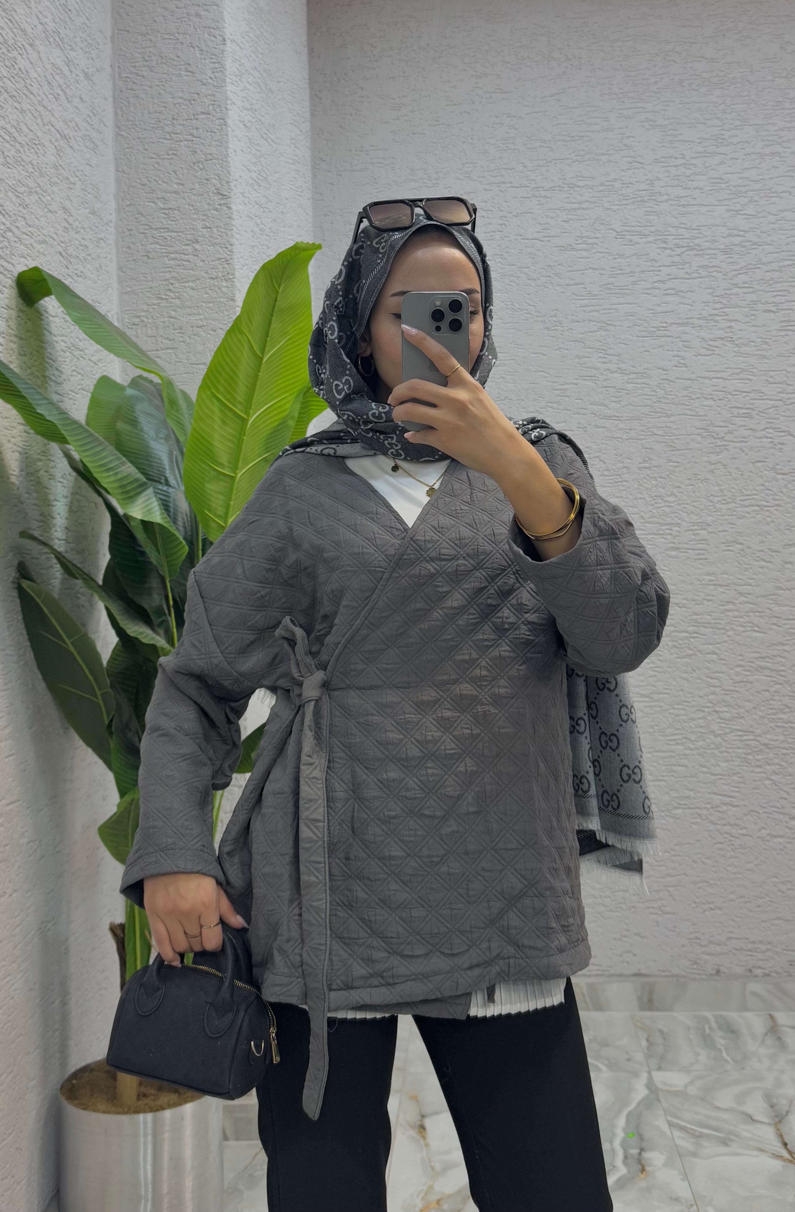 Kapitone Ceket | Gri