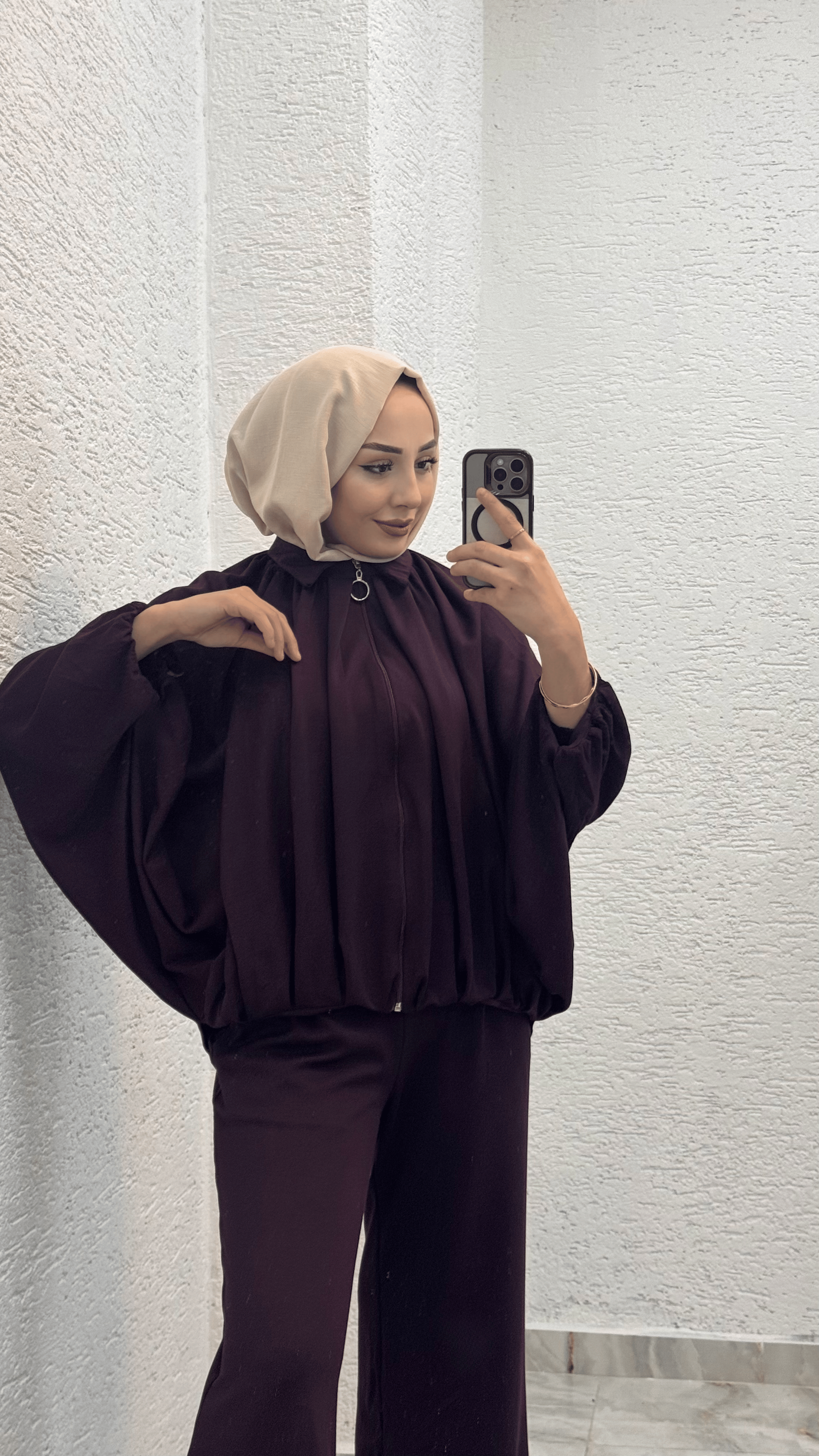 Oysho Kumaş Bomber Takım | Mürdüm