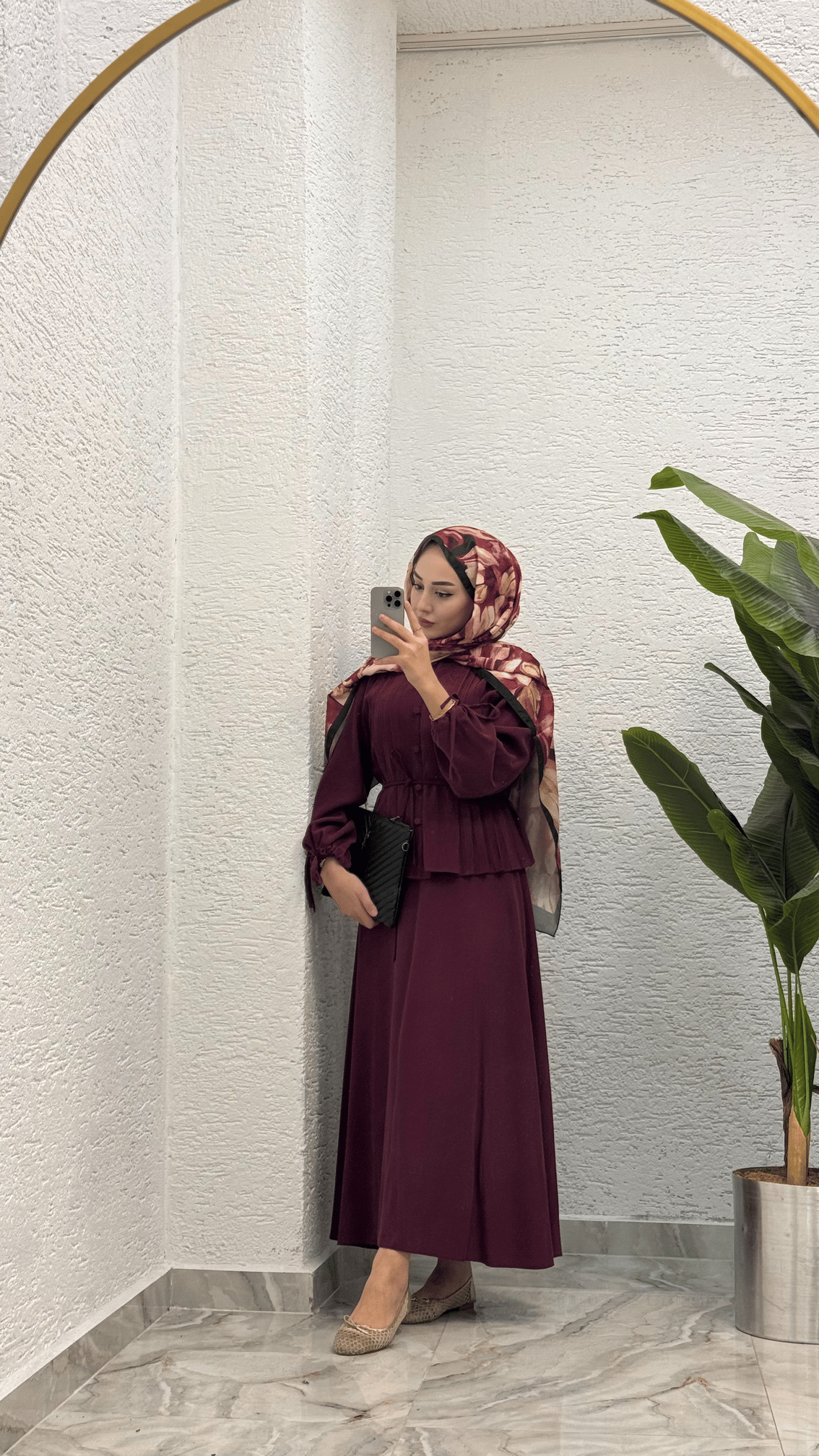 Premium Nervür Bağlamalı Etekli Takım | Mürdüm