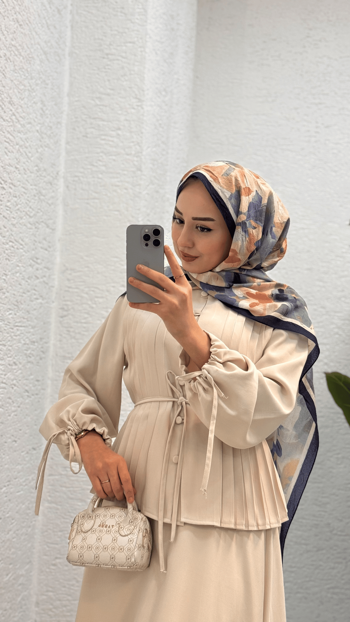 Premium Nervür Bağlamalı Etekli Takım | Krem