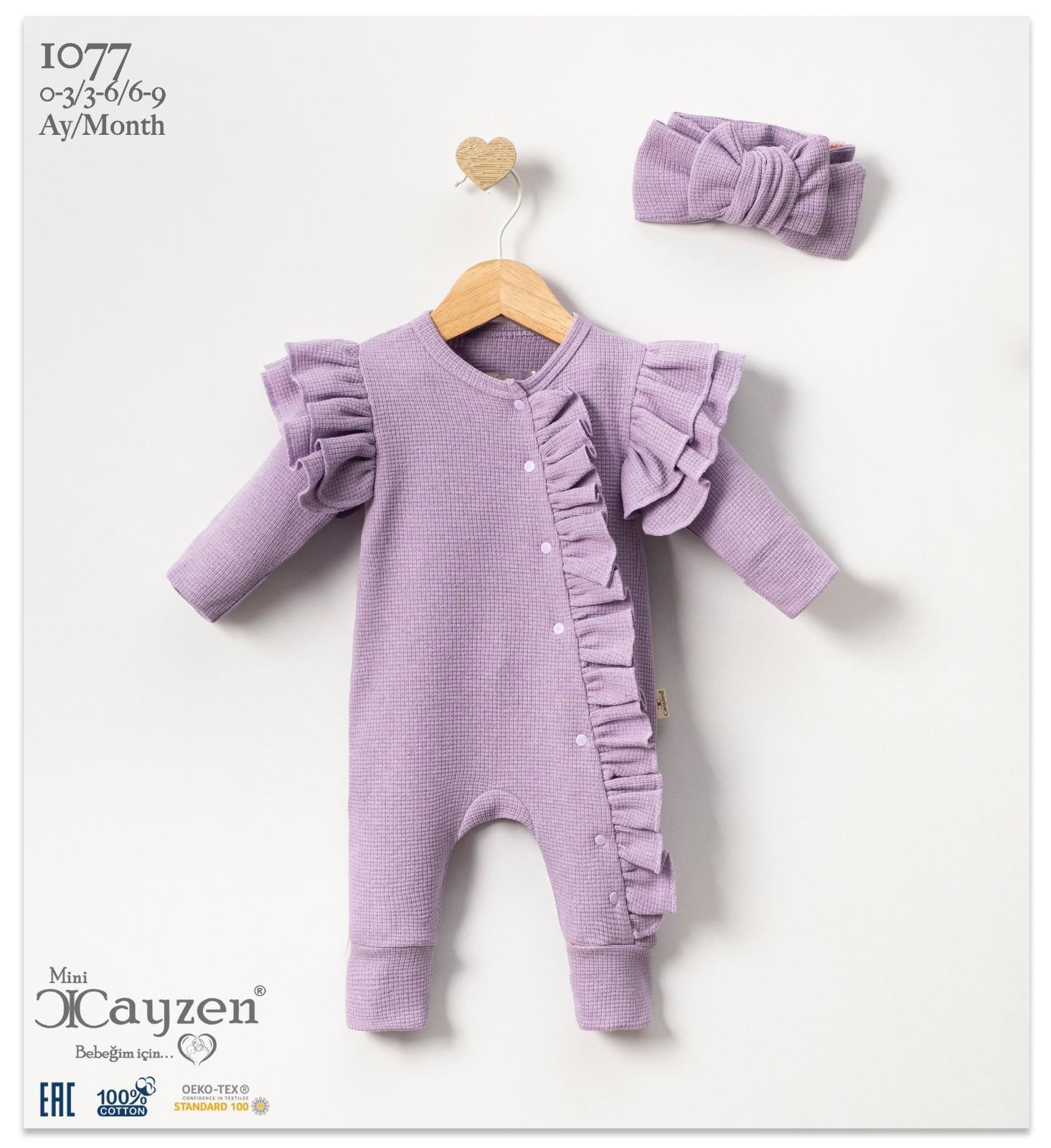 Kendinden Eldivenli Orkide Mevsimlik Kız Bebek Tulum