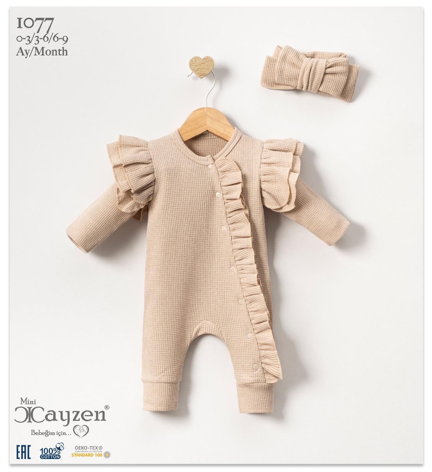 Kendinden Eldivenli Orkide Mevsimlik Kız Bebek Tulum