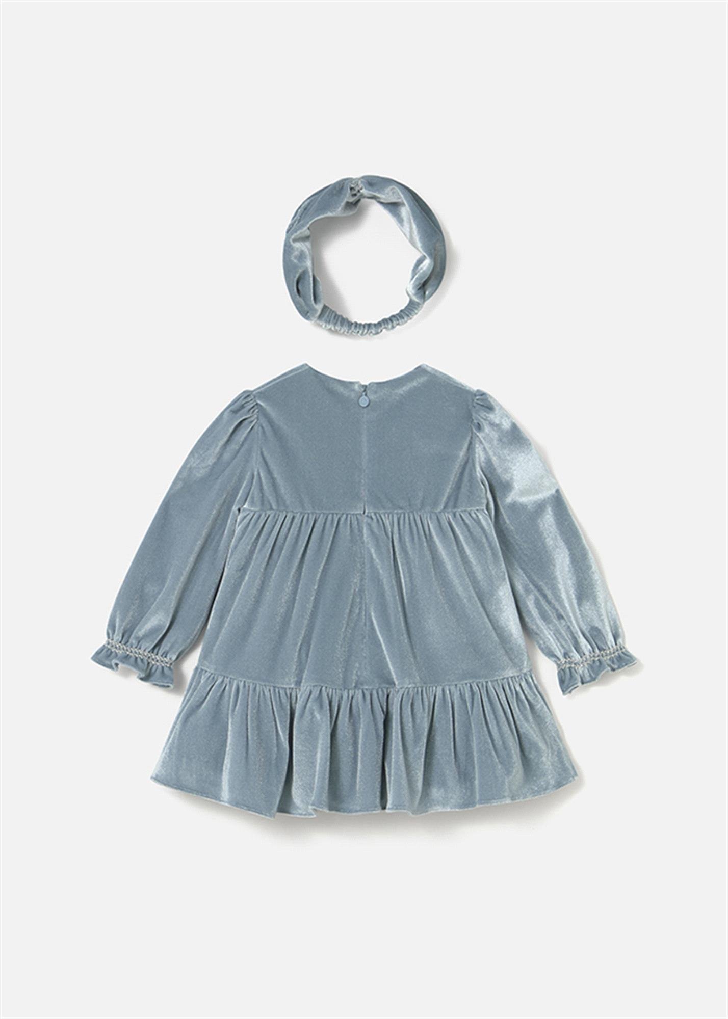 Mayoral Kız Bebek Kadife Elbise Taç Blue Bell 2904